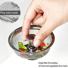 Stainless steel kitchen sink strainer in use