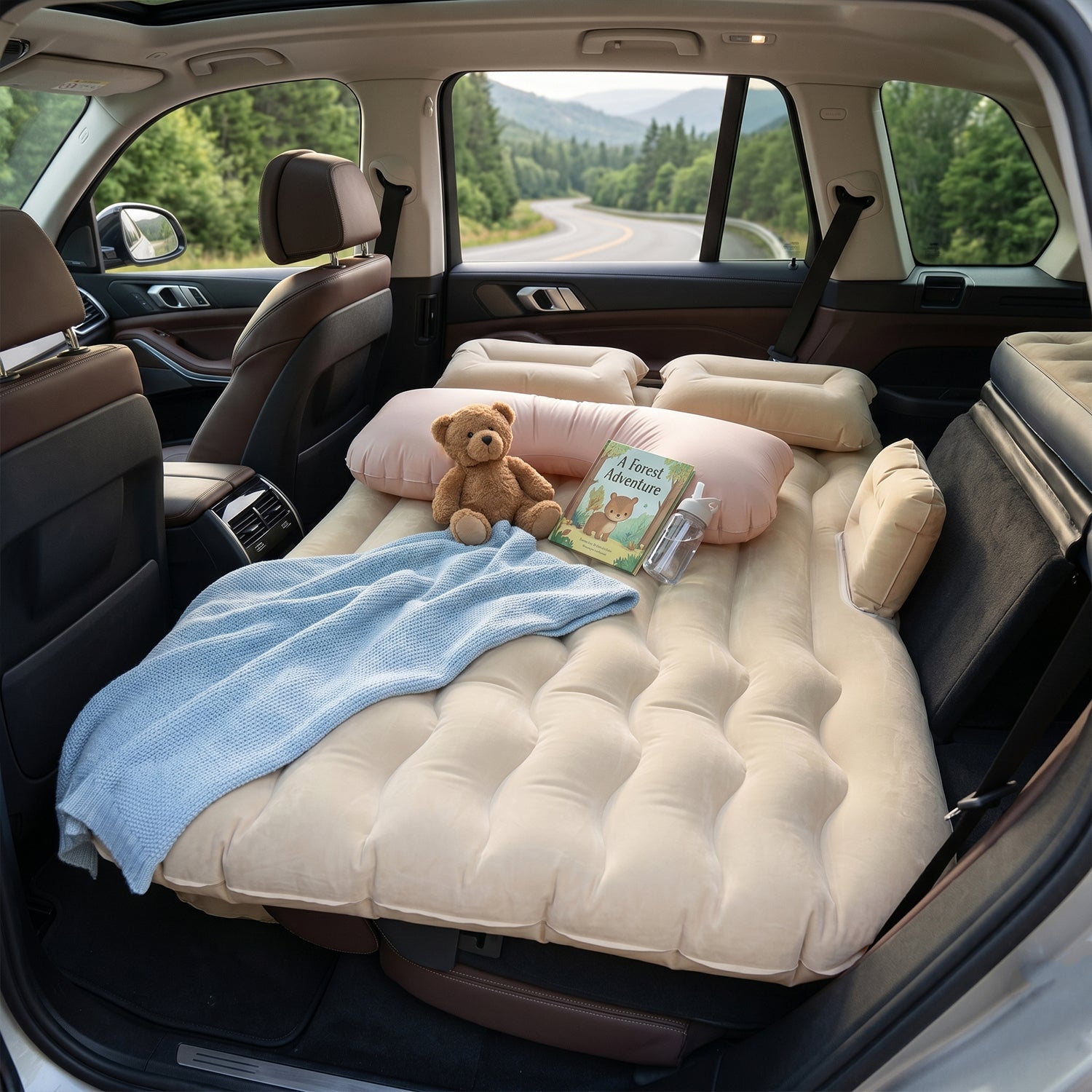 Car Air Mattress Bed Set with Inflatable Pillows and Cushions (1 Set / Mix Design)