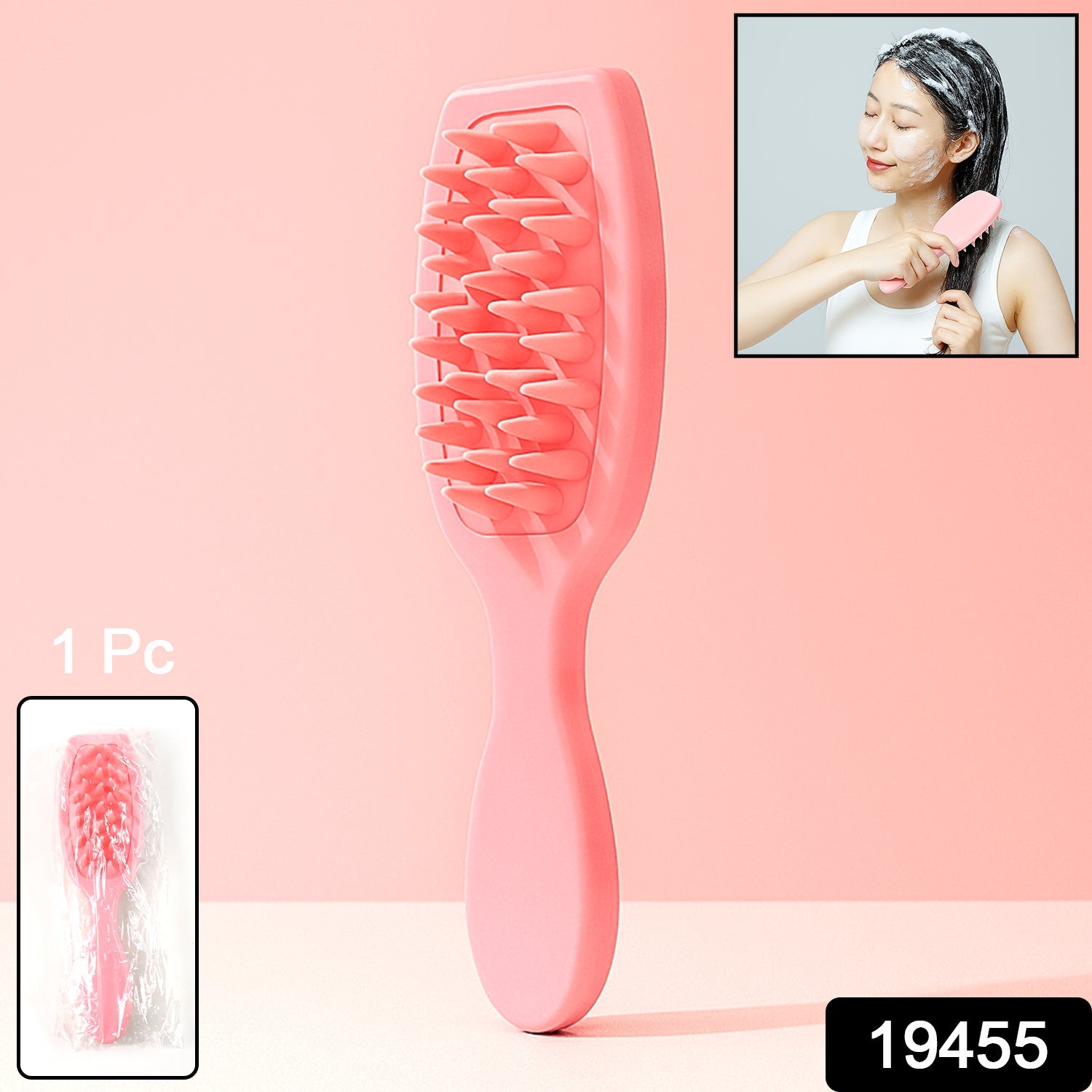 Close-up of silicone shampoo brush bristles
