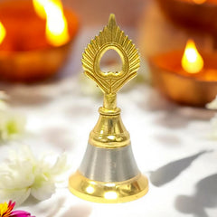 Devotional brass and steel pooja bell for temple rituals