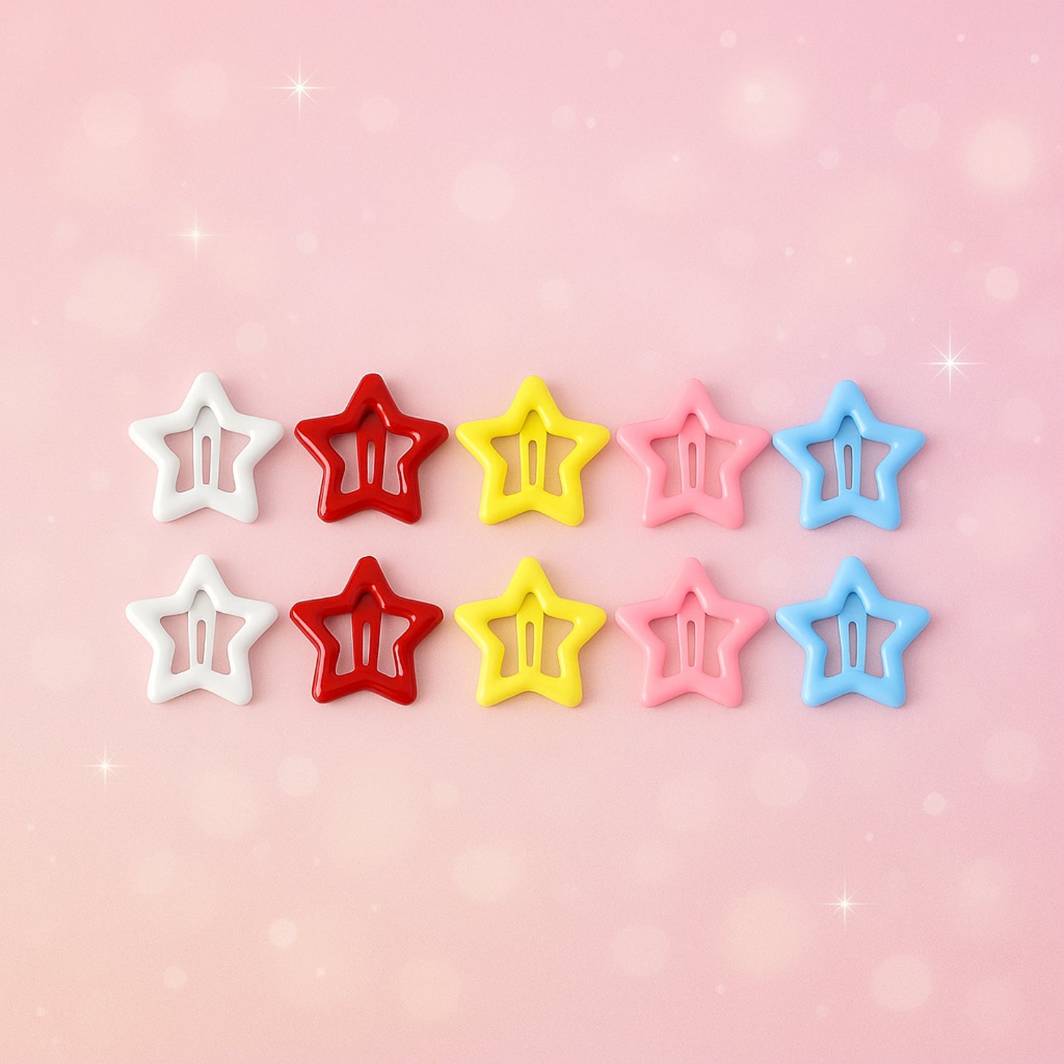 Metal star hair clip on white background