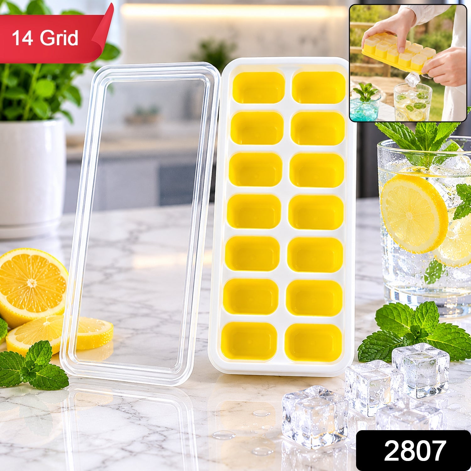 Pack of ice cube trays with lid