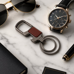 Premium metal key holder with carabiner and keyring