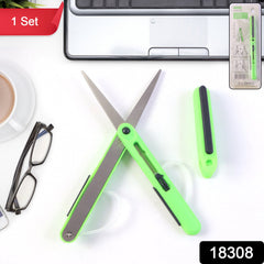 Side view of pen-style travel scissors