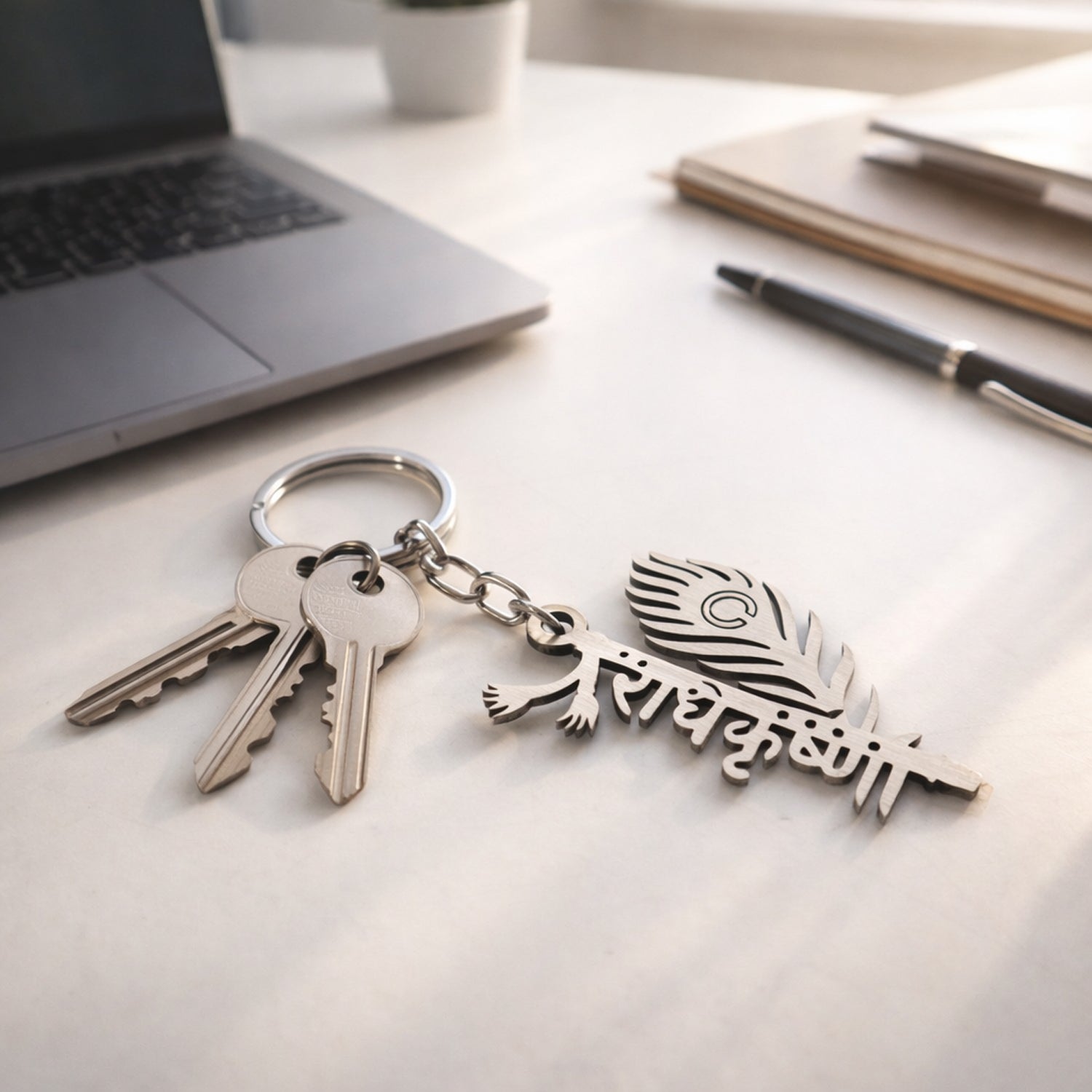 Premium Metal Radhe Krishna Keychain 1 Pc