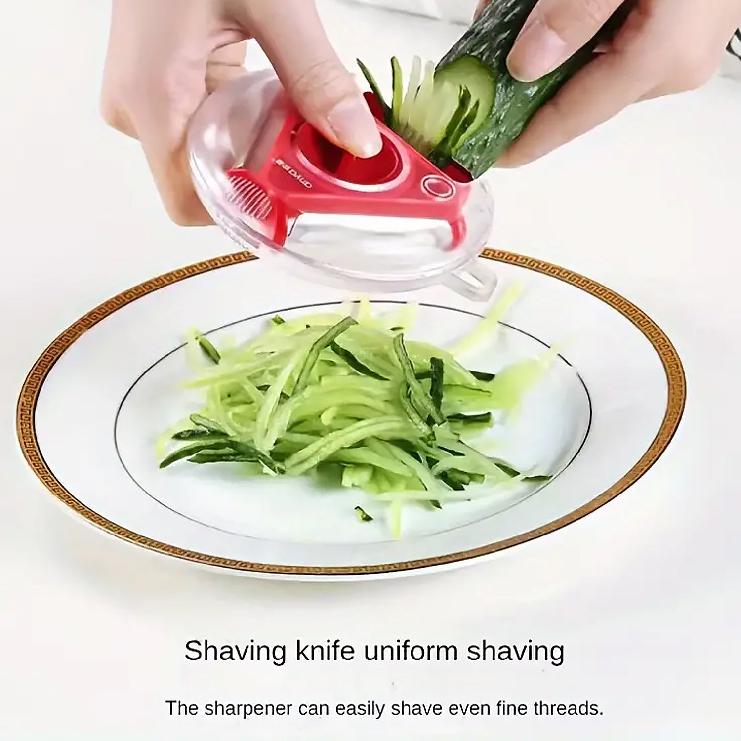 DeoDap 3-in-1 peeler hanging in a modern kitchen, highlighting its compact storage.