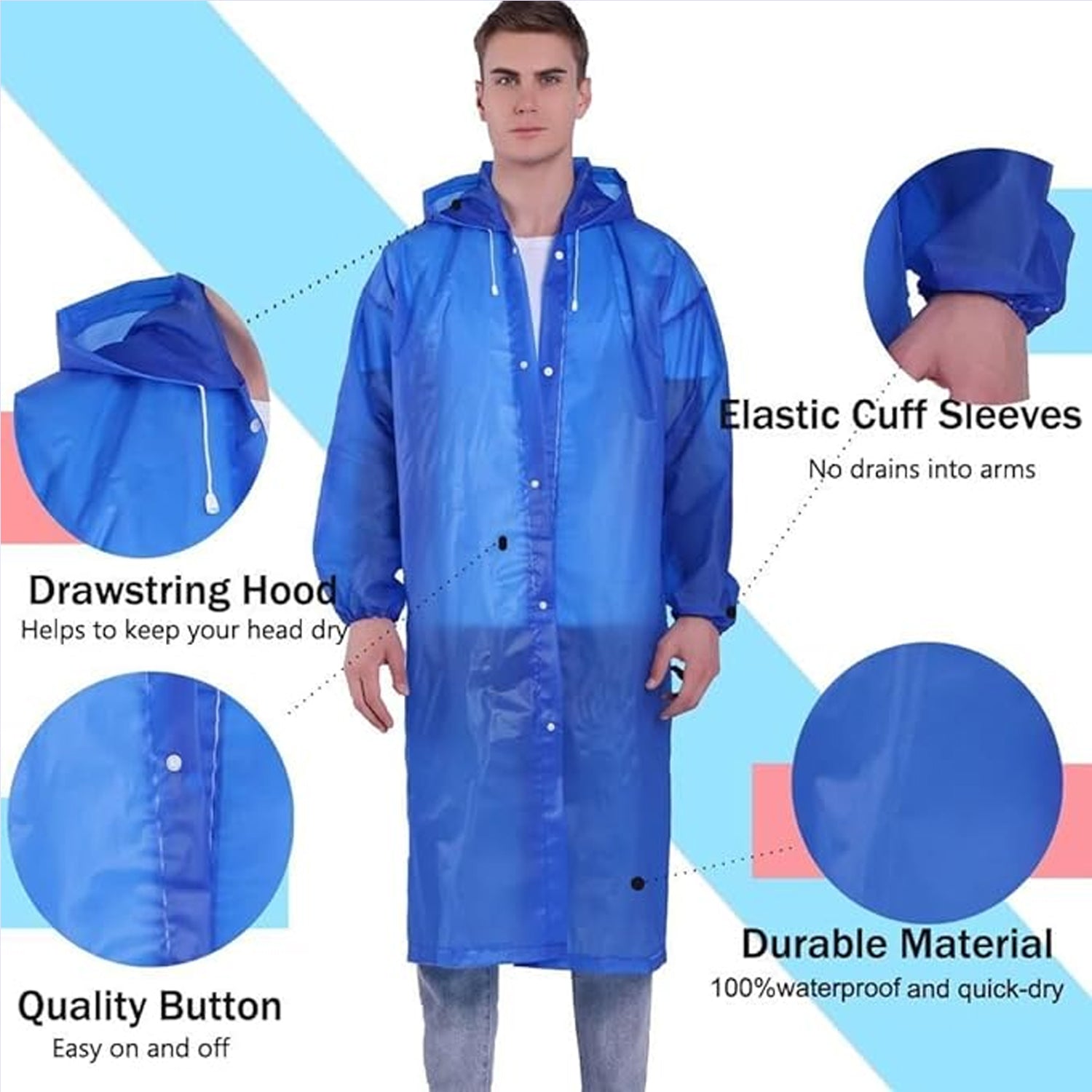 Adult Portable Rain Coat, Men & Women Outdoor Traveling Eva Material Raincoat
