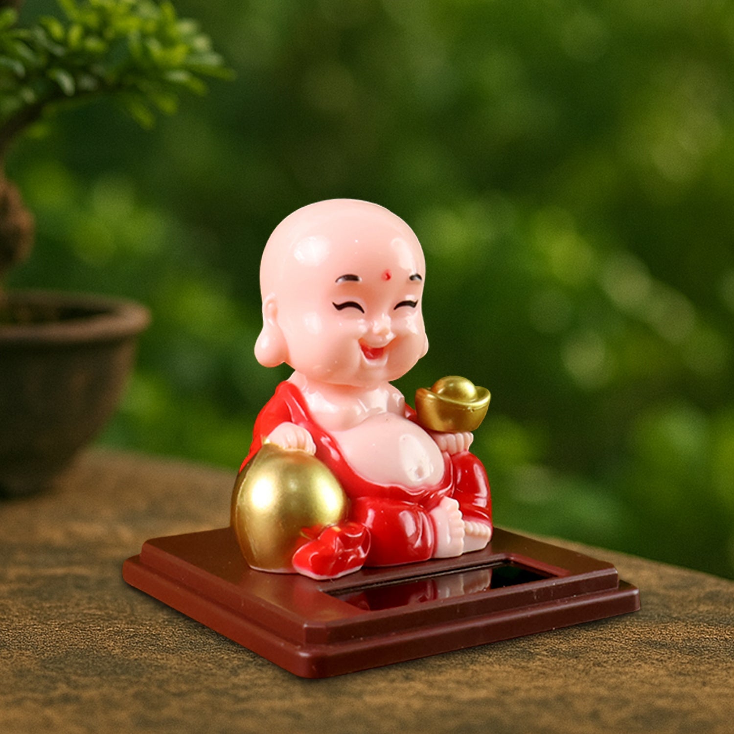 Solar Buddha statue packaging and details