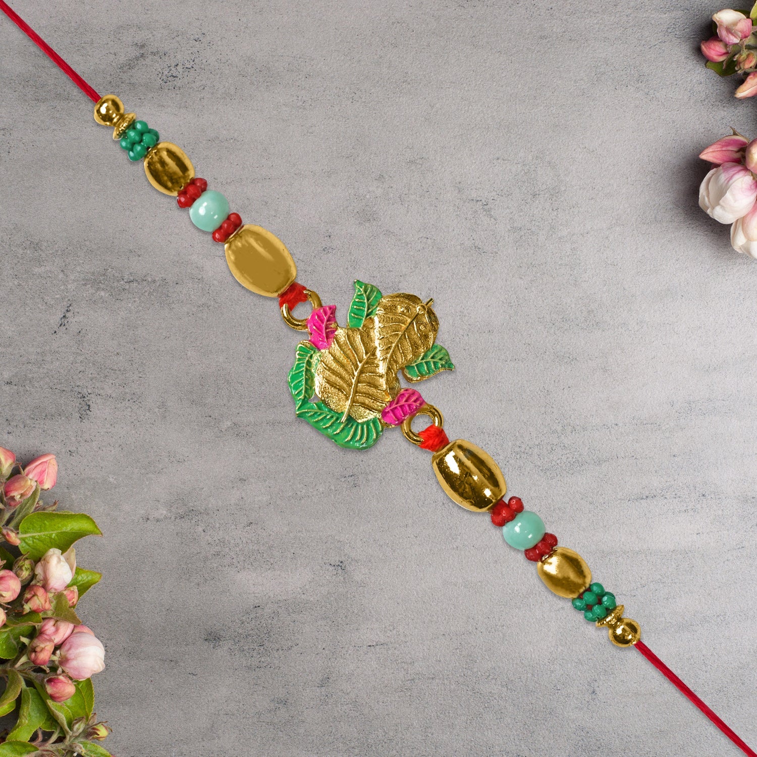 Golden Leaf Design Rakhi 