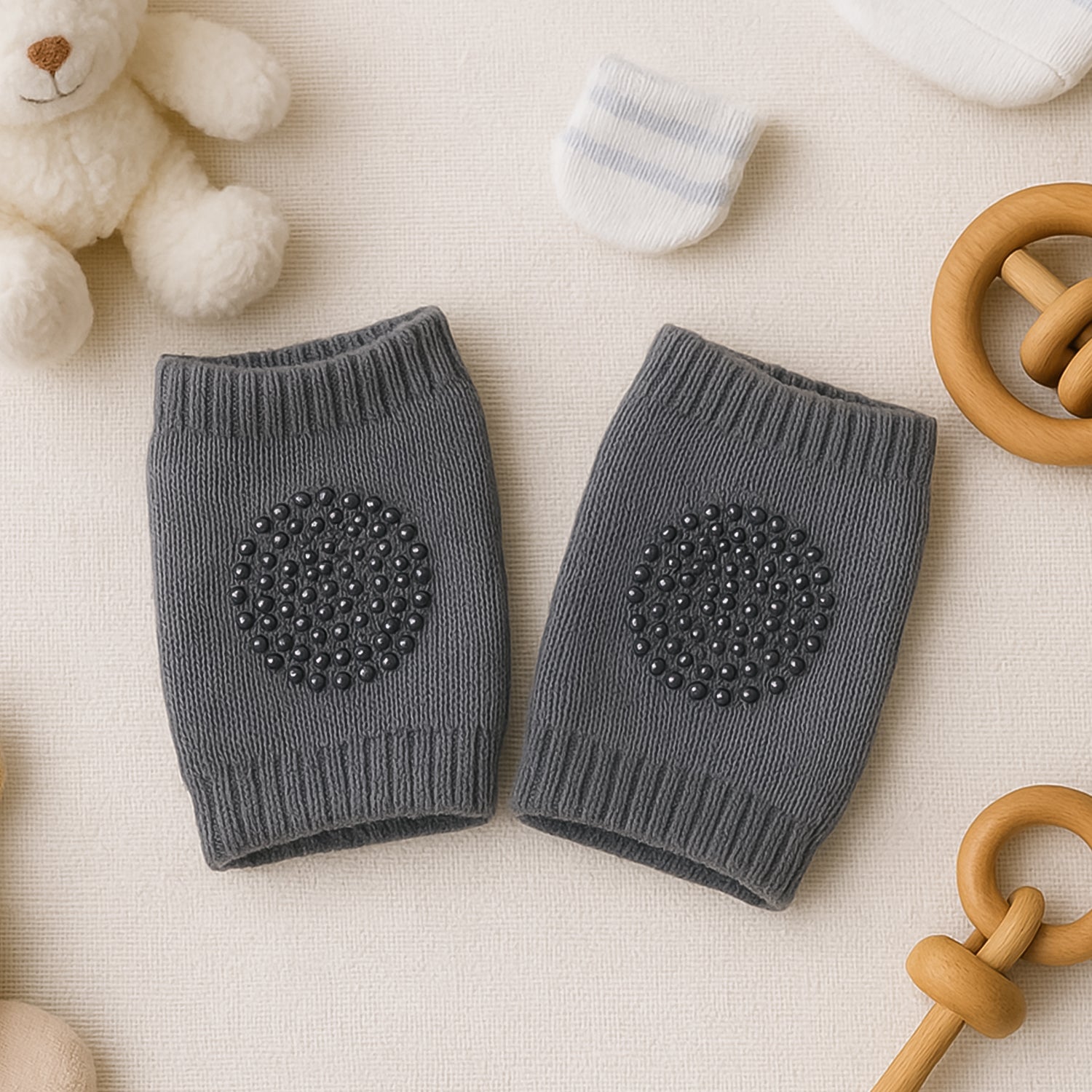 Wool knit toddler leg warmers in dark grey