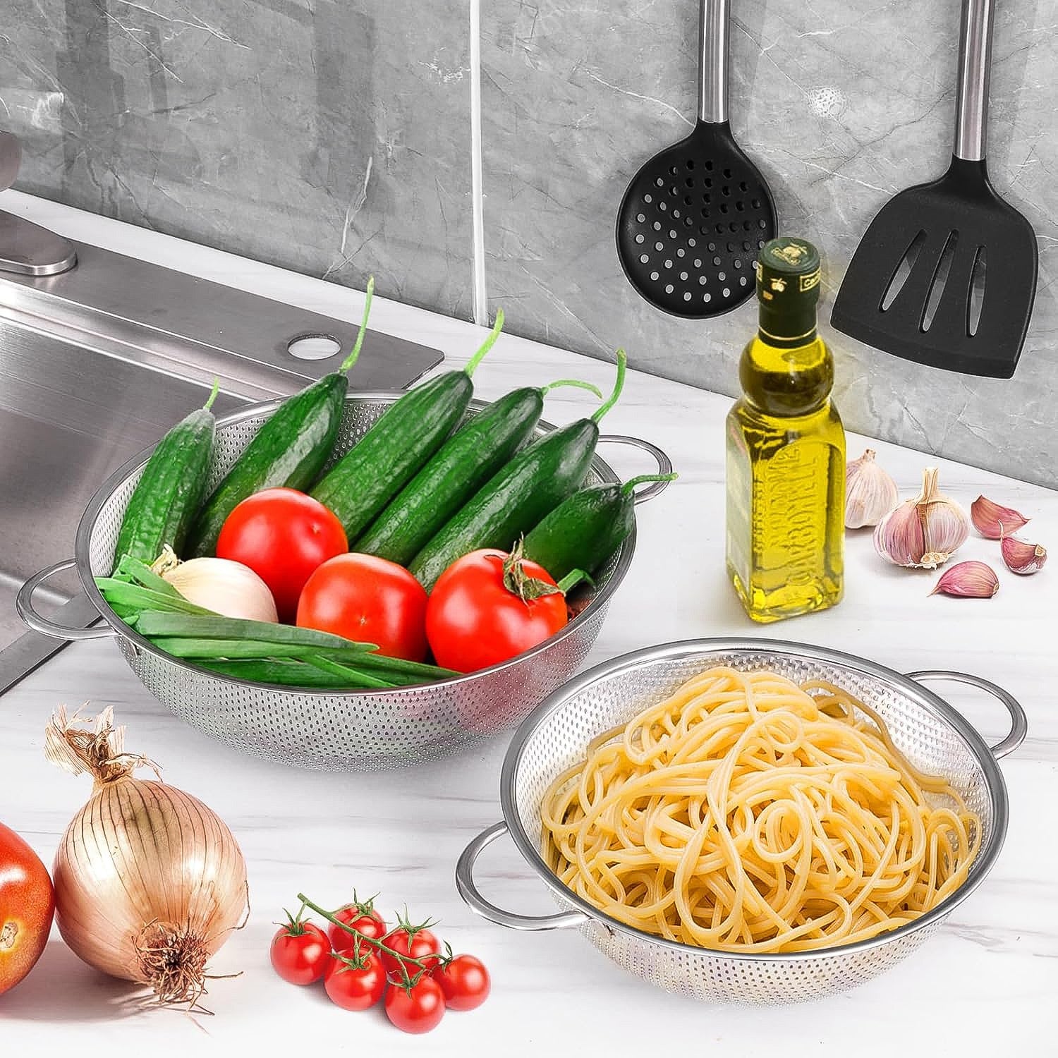 Top view of large capacity stainless steel washing bowl