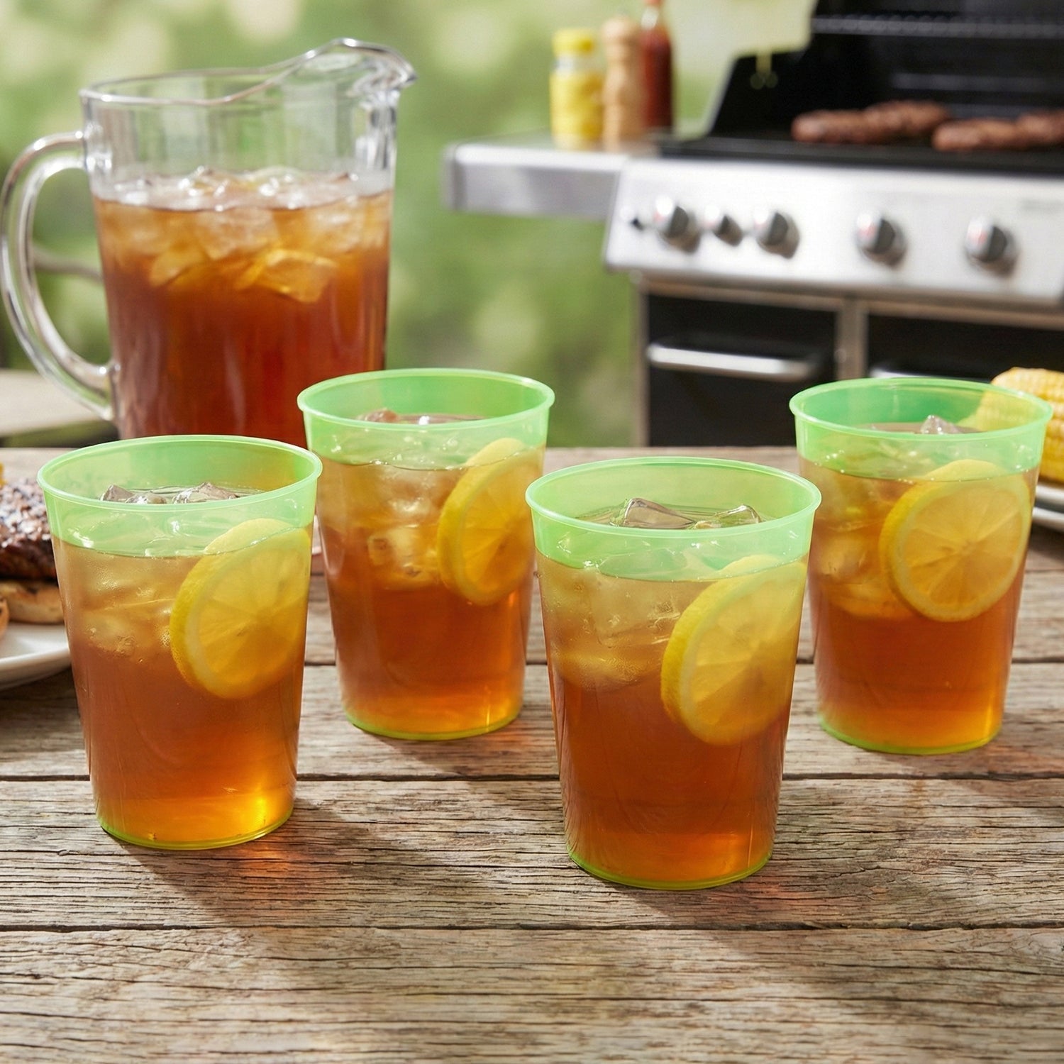 4 transparent reusable plastic drinking glasses