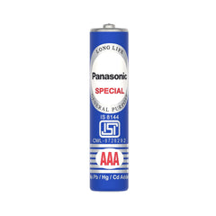 Panasonic AAA batteries displayed with various compatible everyday devices like remotes and toys.