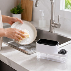 Ventilated sponge holder with a yellow sponge inside