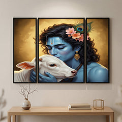 Spiritual Krishna cow art decor