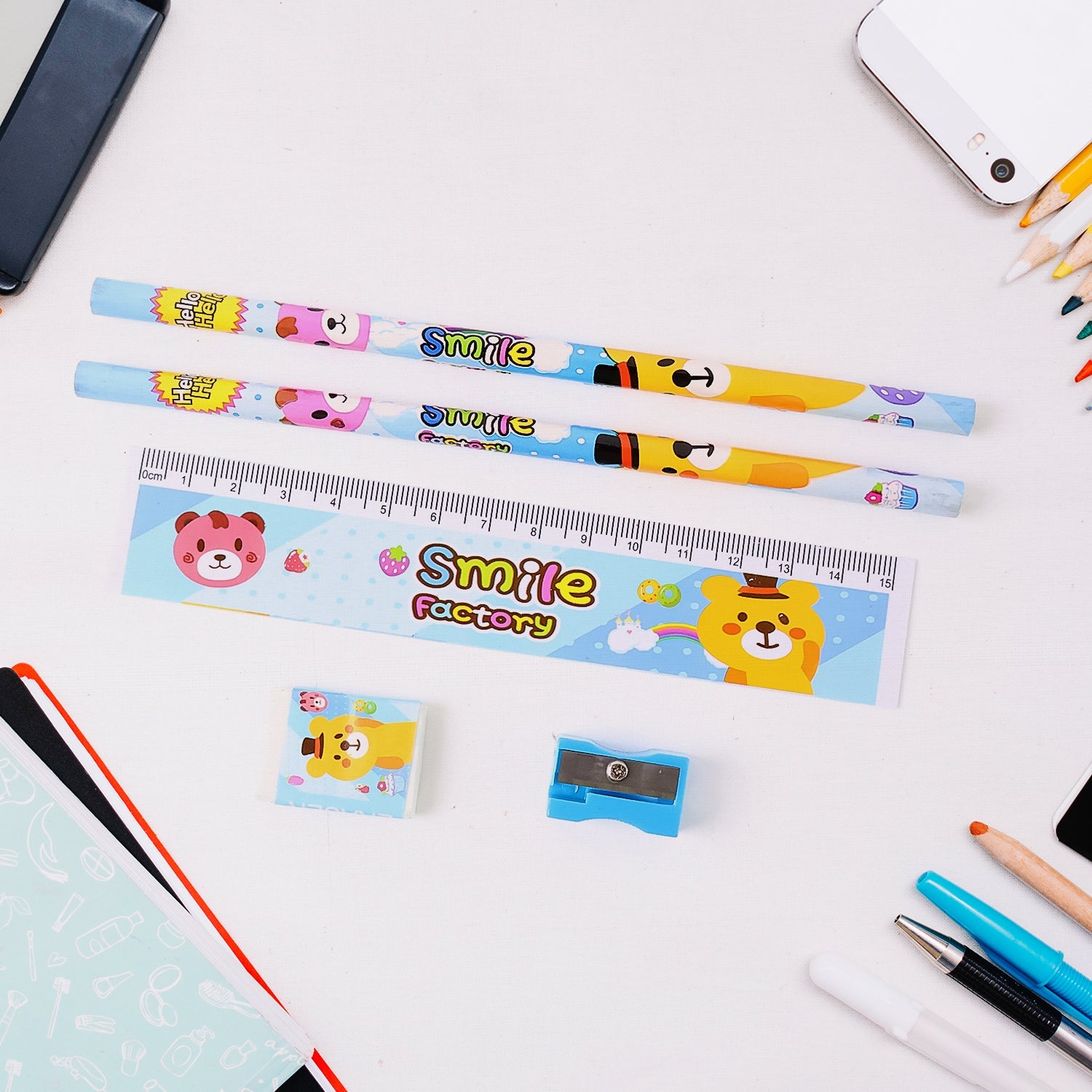 Wooden sharpener & ruler with animal prints