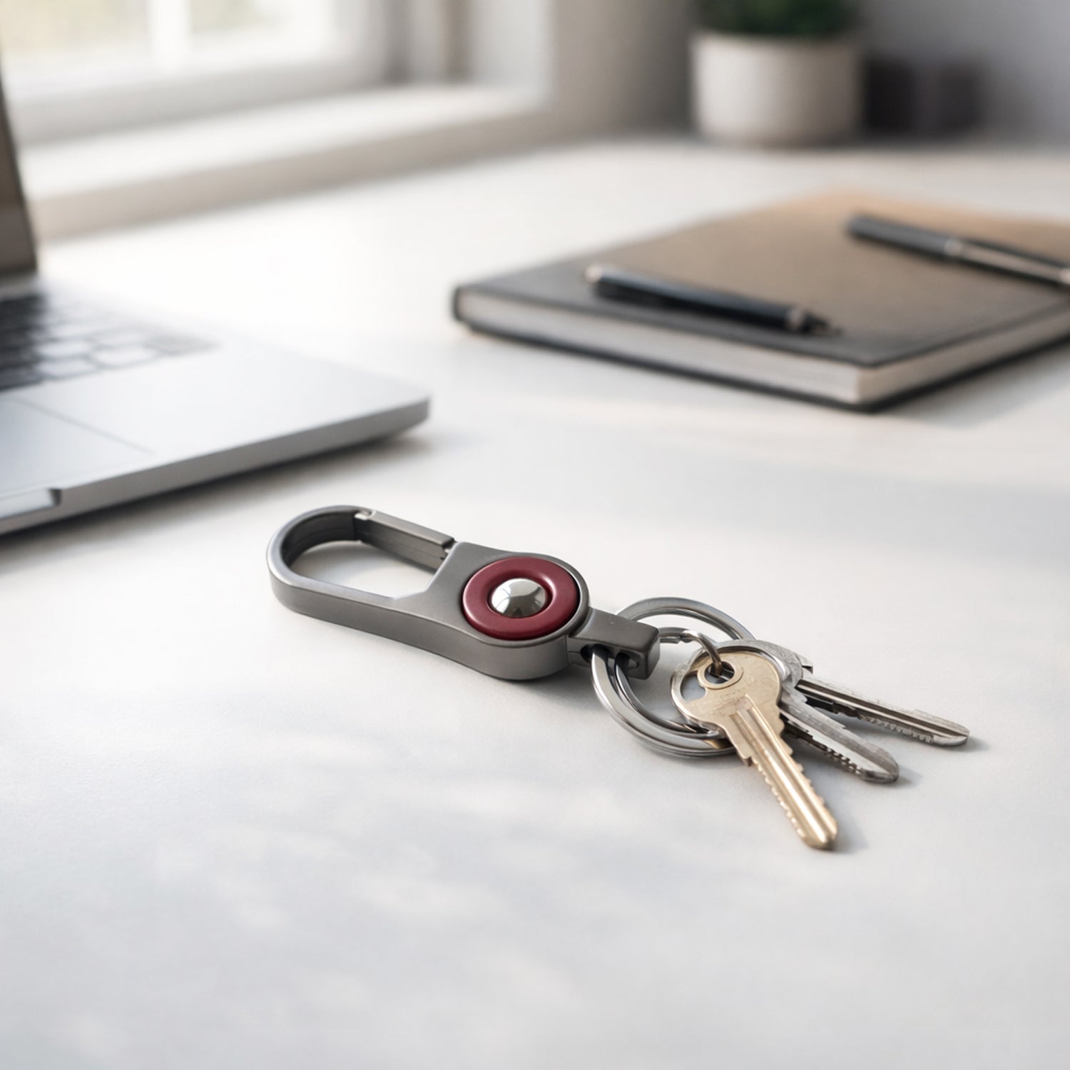 Premium Metal Key Holder with Dual Ring & Secure Clip (1 Pc)