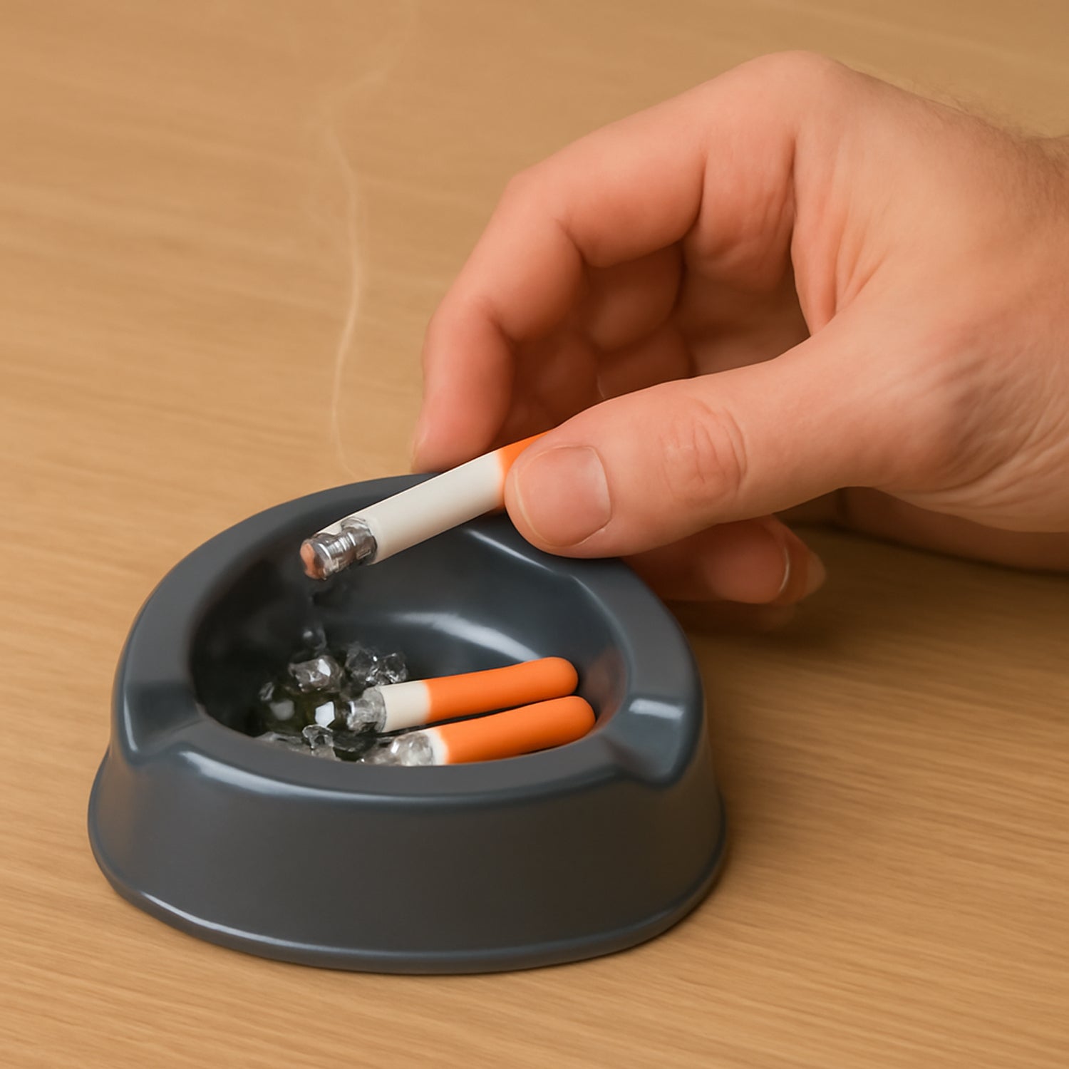 Oblivion Grey Plastic Ashtray with 3 Slots