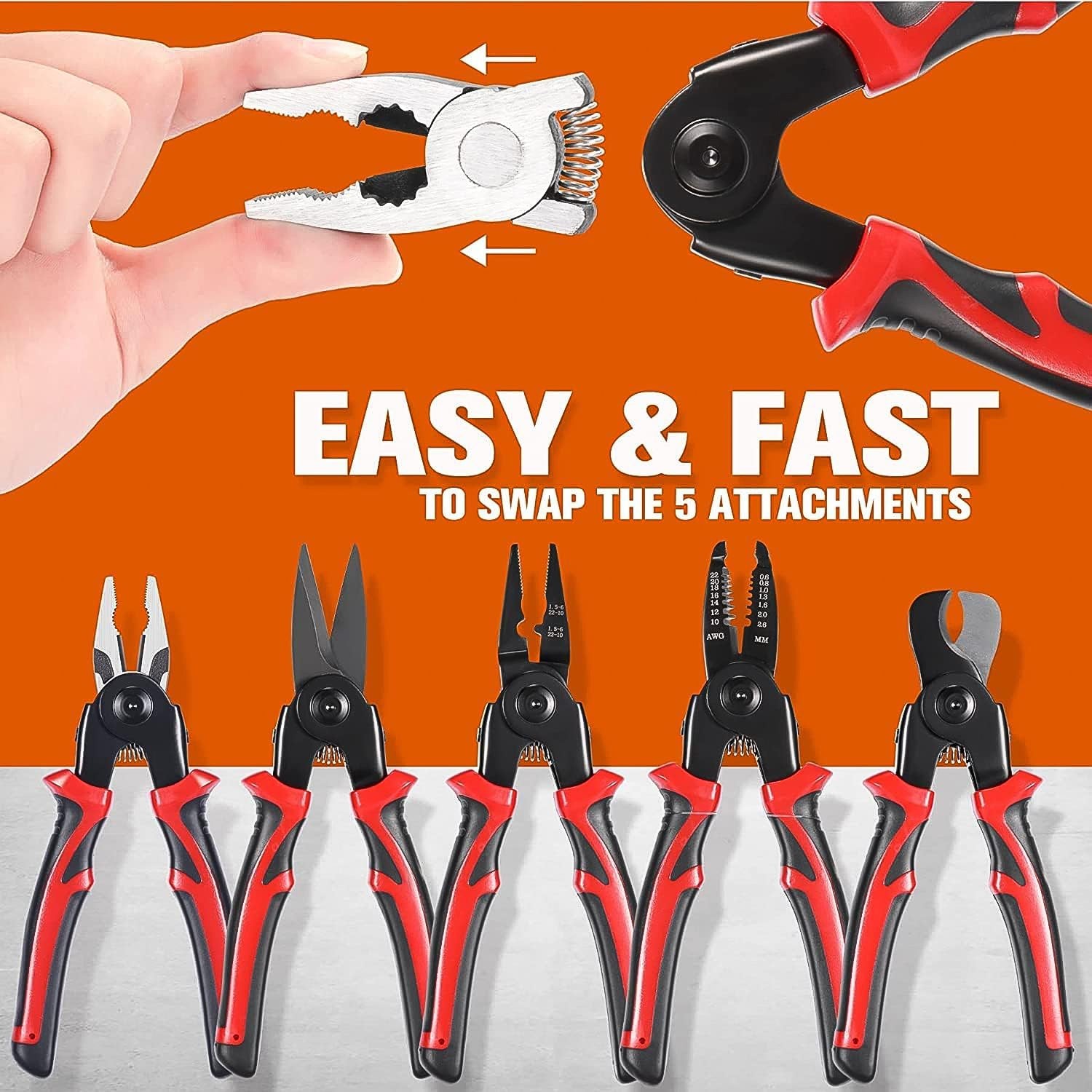 Close-up of alloy steel blades on 5-in-1 wire stripper pliers