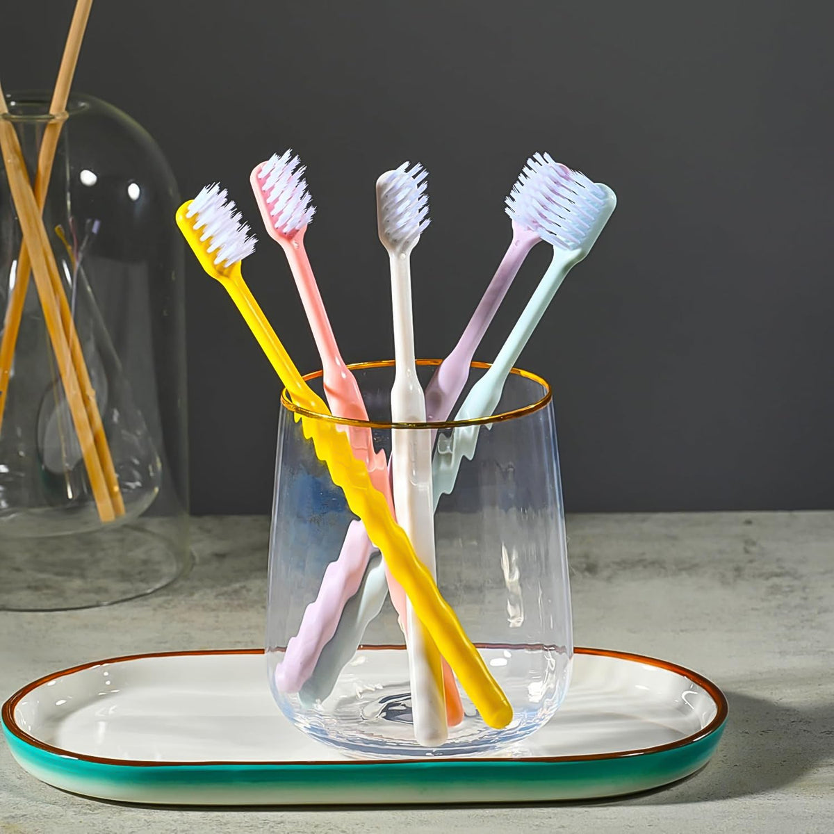Soft plastic toothbrush set with round box