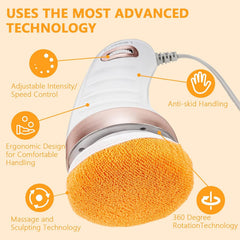 Close-up of handheld body sculpting massager in use