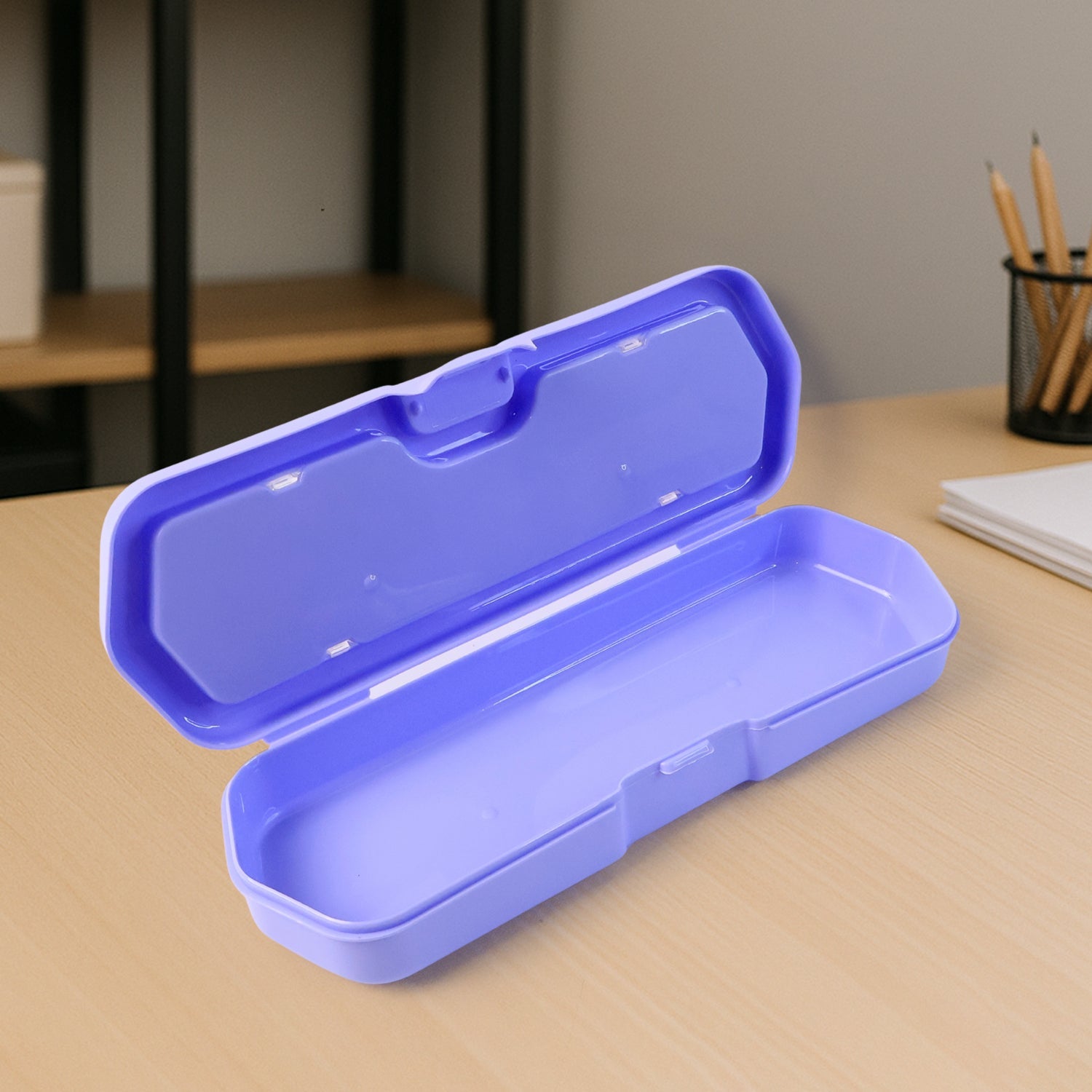 Side profile of the compact and functional kids' pencil case.