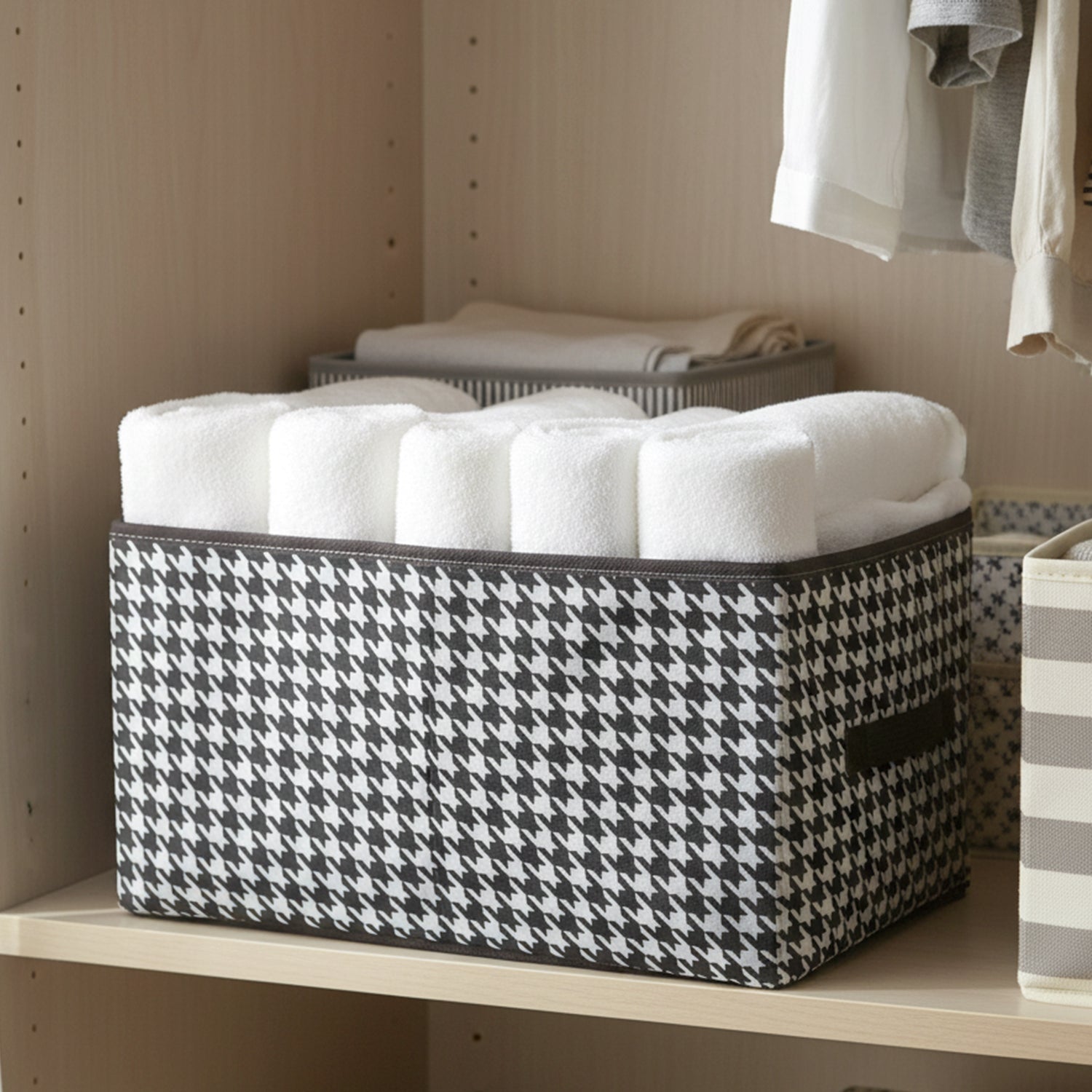 Foldable fabric storage basket organizer box