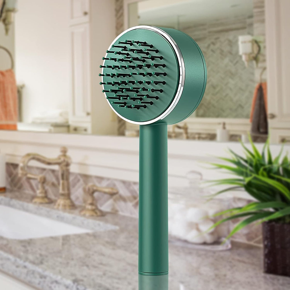 6034 Air Cushion Massage Brush, Airbag Massage Comb with Long Handle, Self-Cleaning Hair Brush, Detangling Anti-Static for All Hair