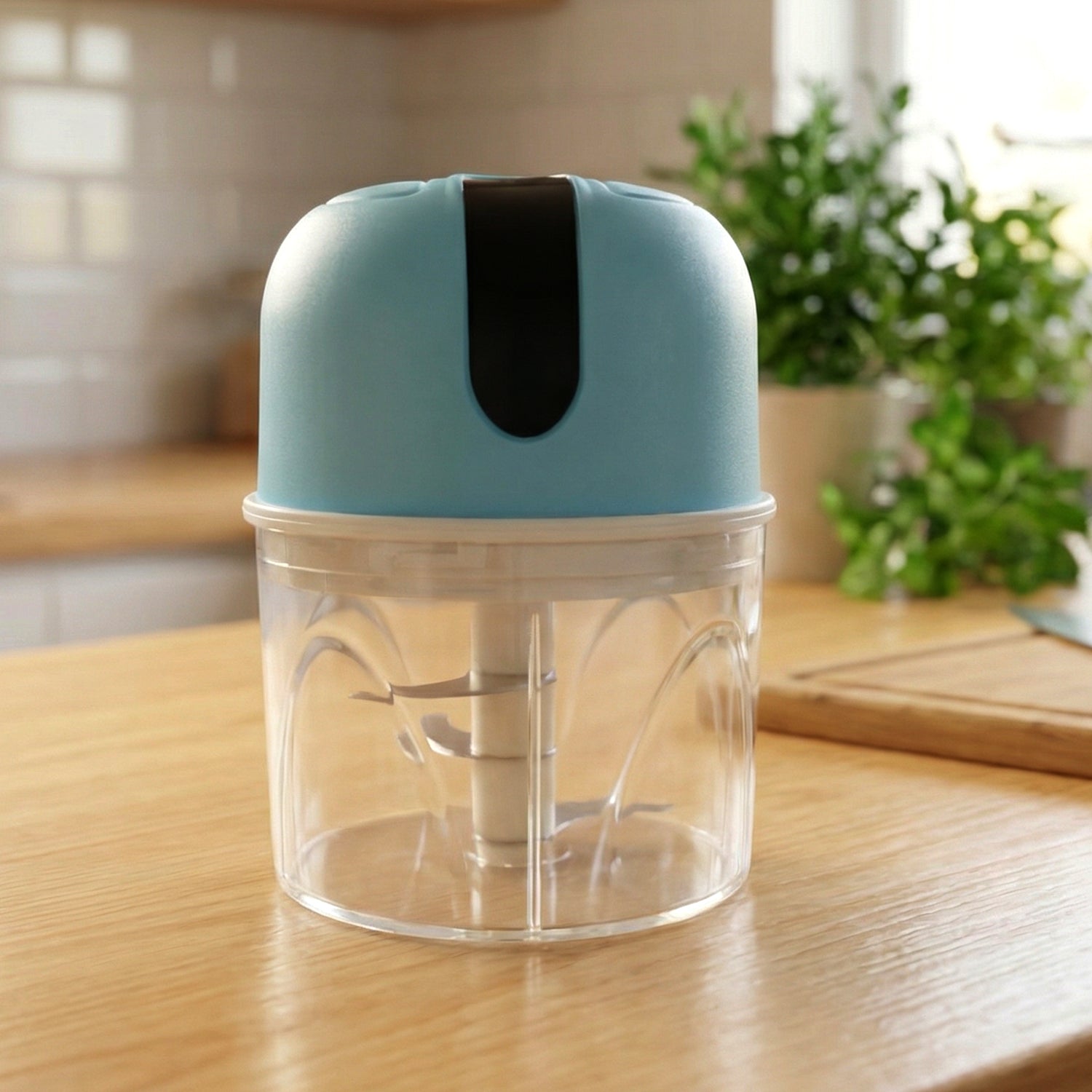 Mini garlic chopper angled side view