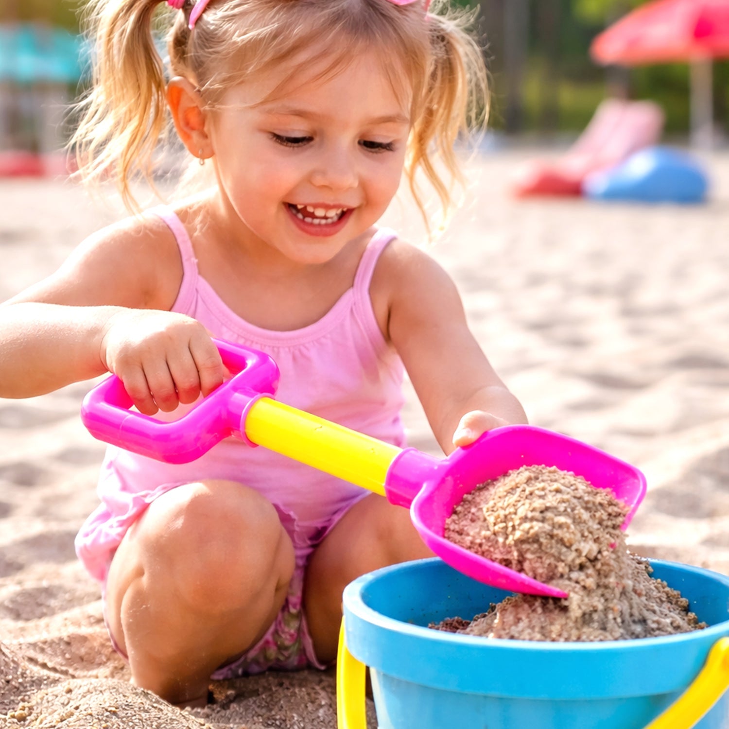 Bright beach spade close-up