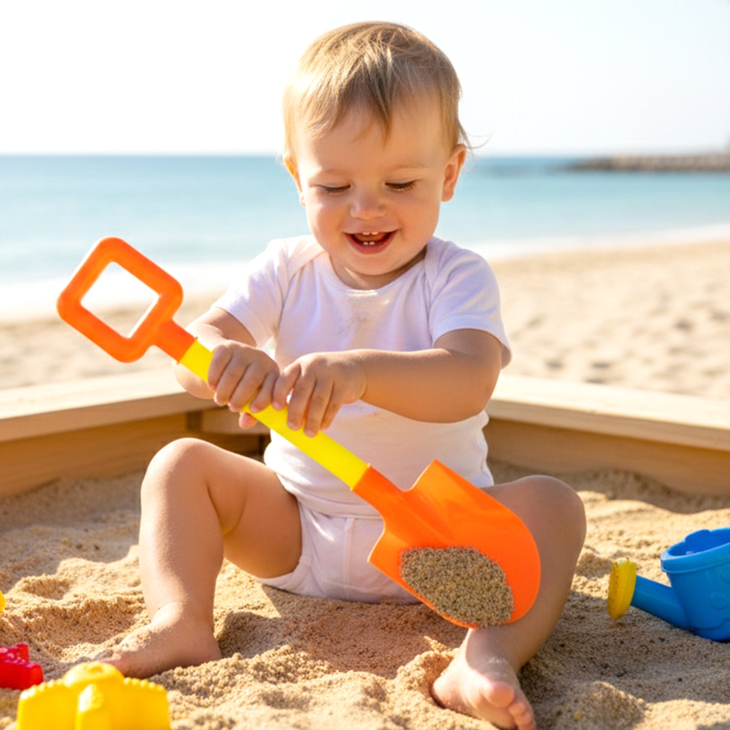 Bright colored beach spade for children