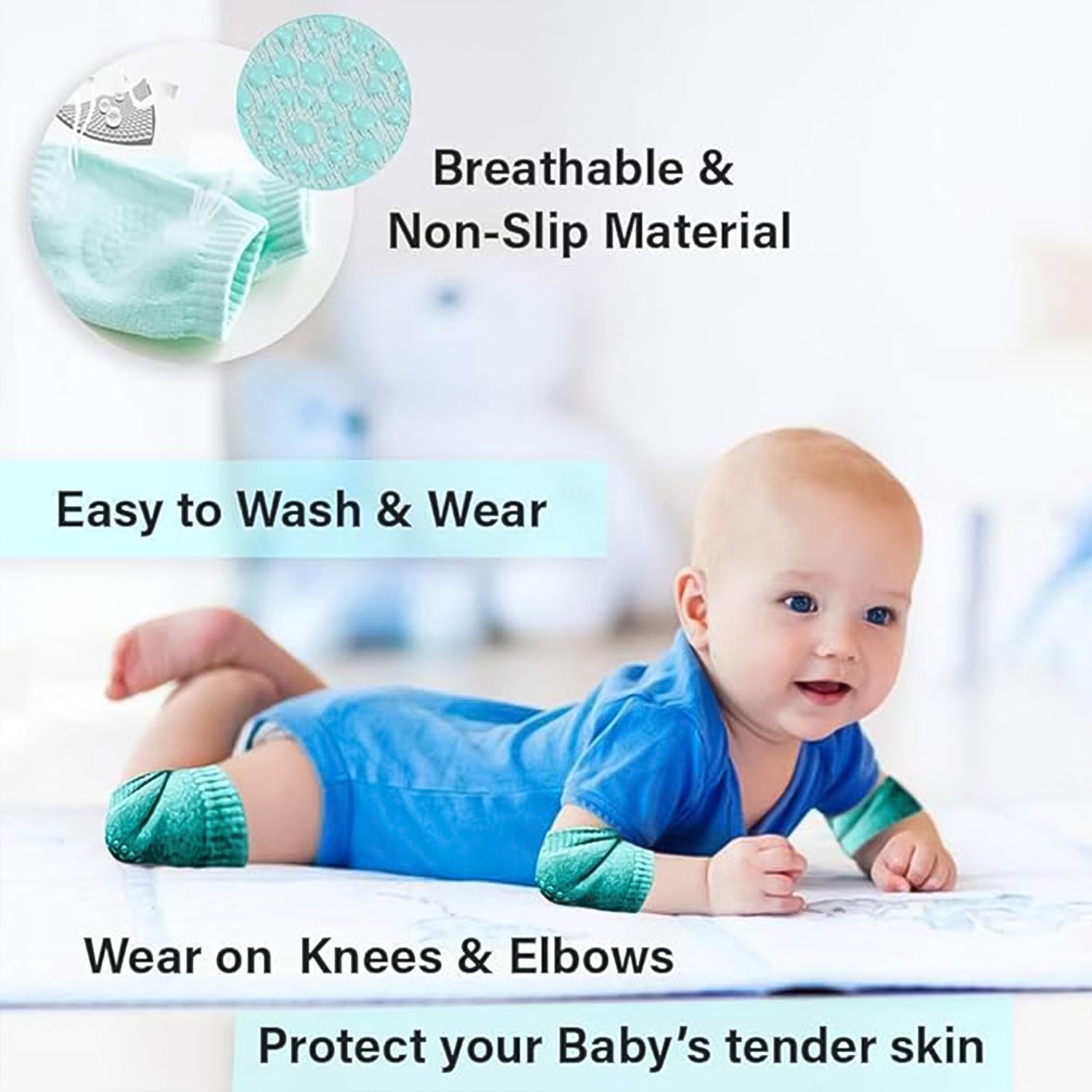 Toddler wool knee pads in mint color