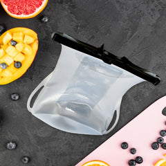 Reusable Silicone Food Storage Bag â€“ Leakproof, Flat Bottom, Freezer & Microwave Safe, BPA-Free Snack & Sandwich Bag (1 Pc)