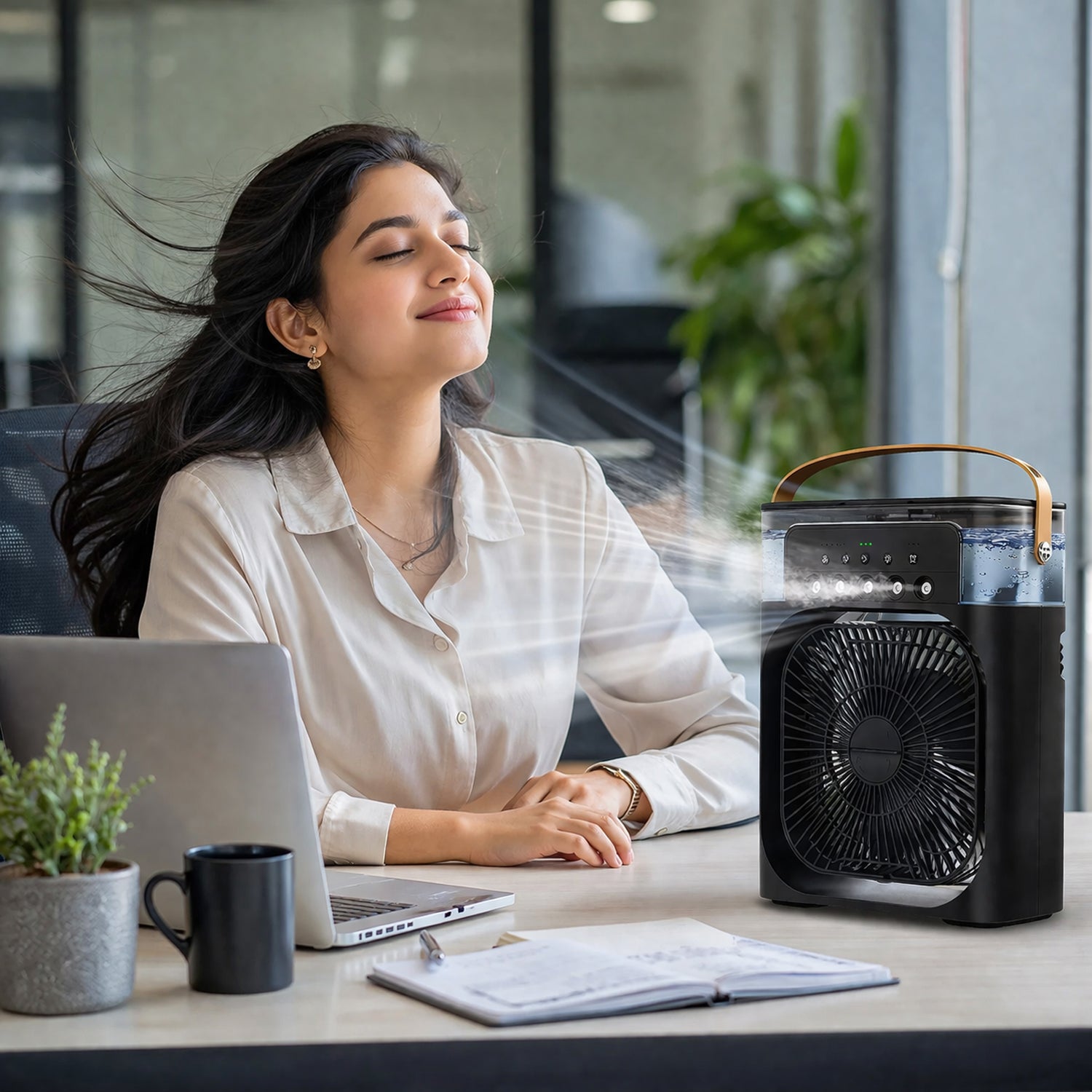 DeoDap Portable Air Cooler Fan with 7-Color Light â€“ Personal AC Fan - key feature close-up