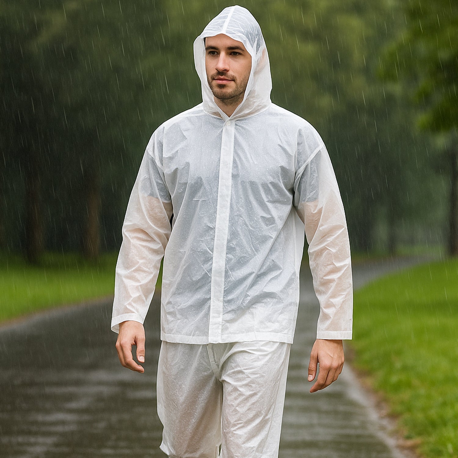 Full-Body Rain Suit â€“ Jacket & Pants Set Fashion Portable Adult Rain Coat (1pc)