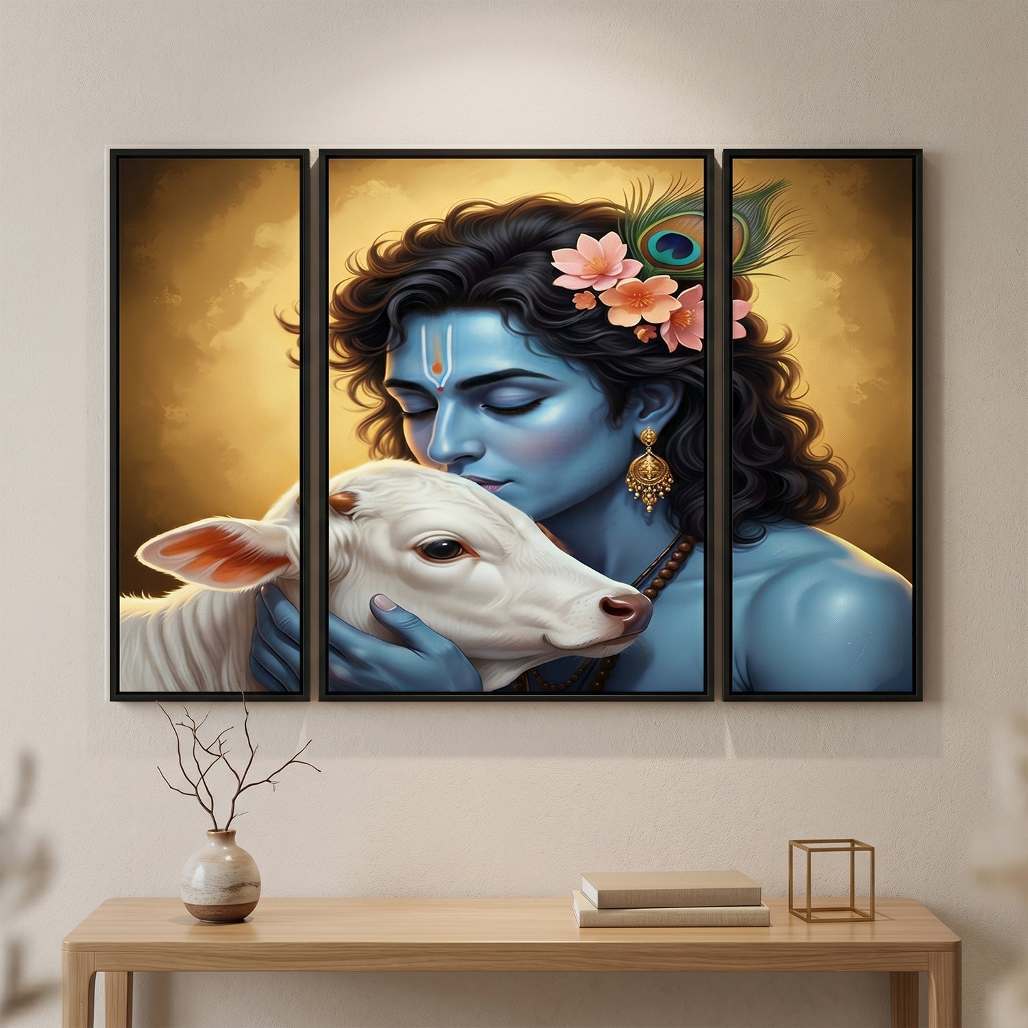 MDF Krishna cow art decor