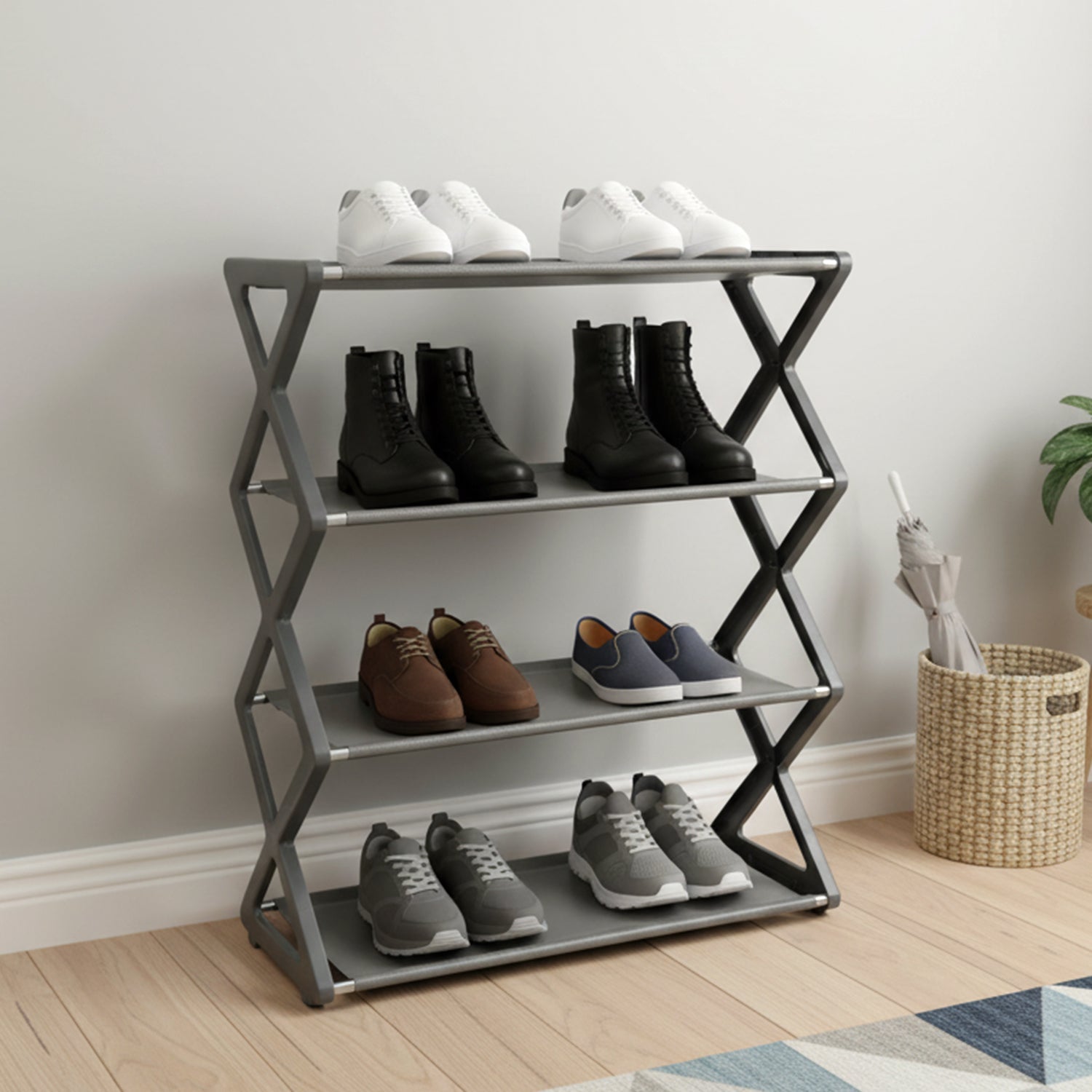 4 Layer Foldable Shoe Rack Organizer (1 Pc)