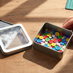 Packing tin box with transparent lid for gift wrapping