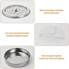 Decorative Mosquito Coil Holder Mosquito Coil Container, Incense Holder Safe Burning Coil Tray for Home Patio Pool Side Outdoor, Metal Tray