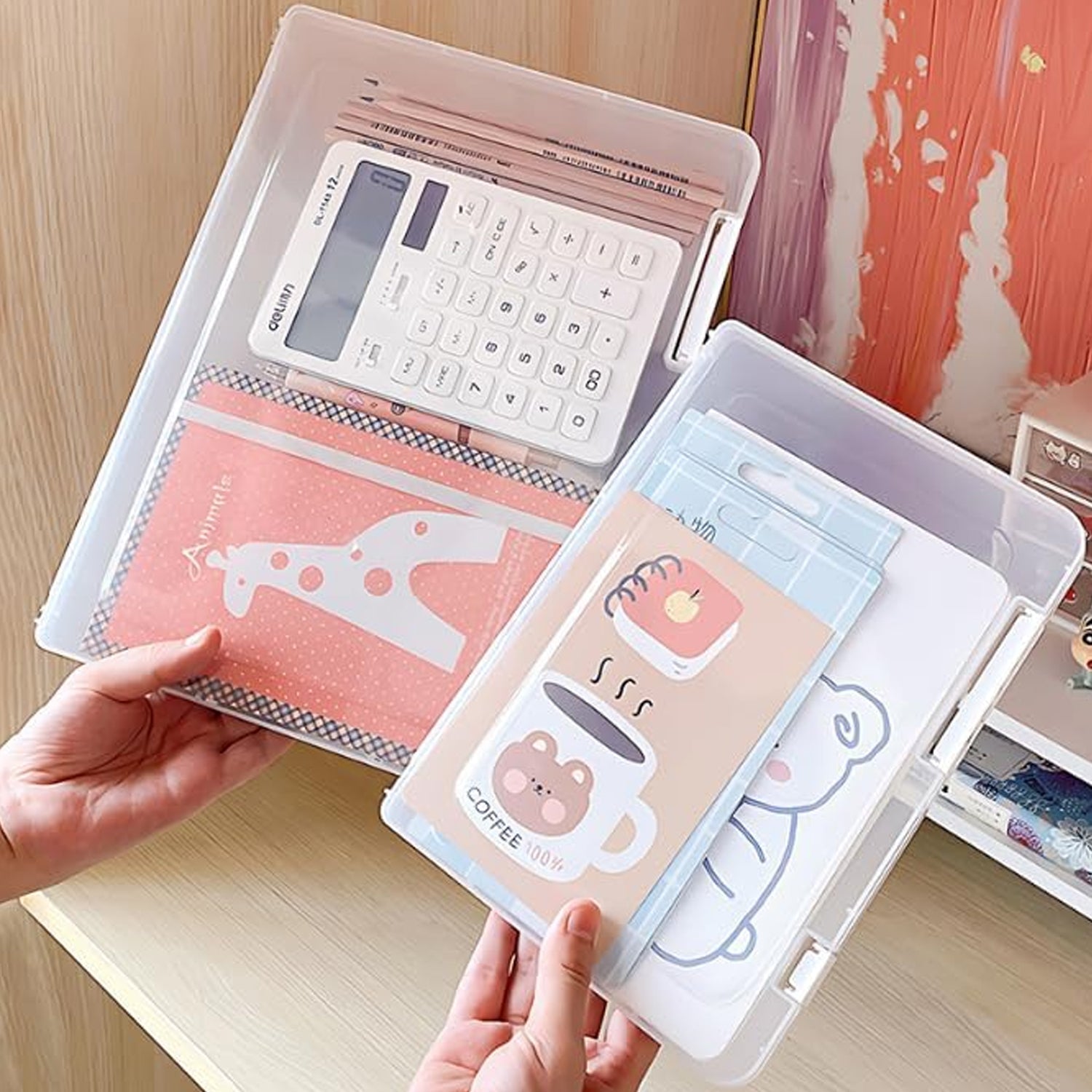 Document Holder File Organizer Box Storage Boxes Lids (1 Pc / 24Ã—17 Cm)