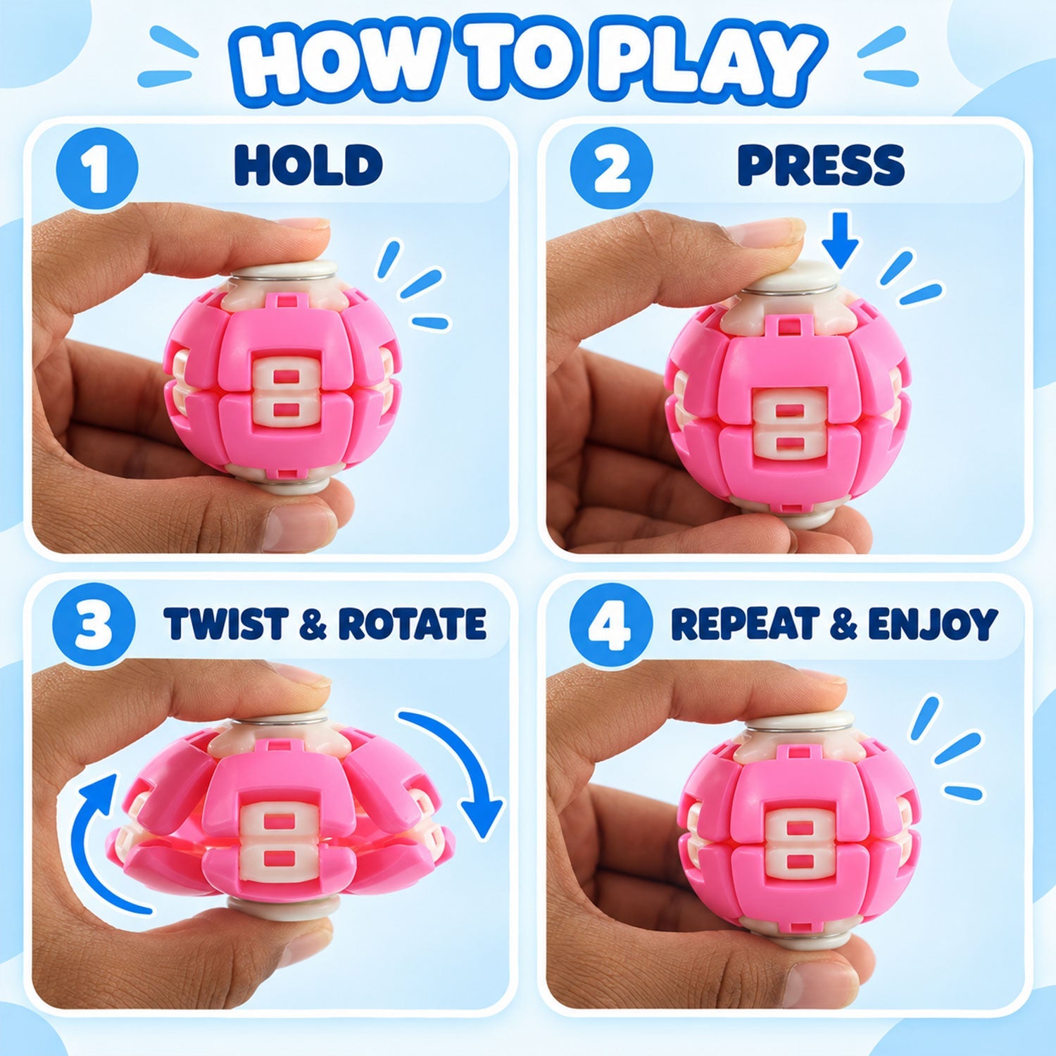 Transforming Spinner Flat Ball Toy with 360 Degree Spin for Kids and Desk Play