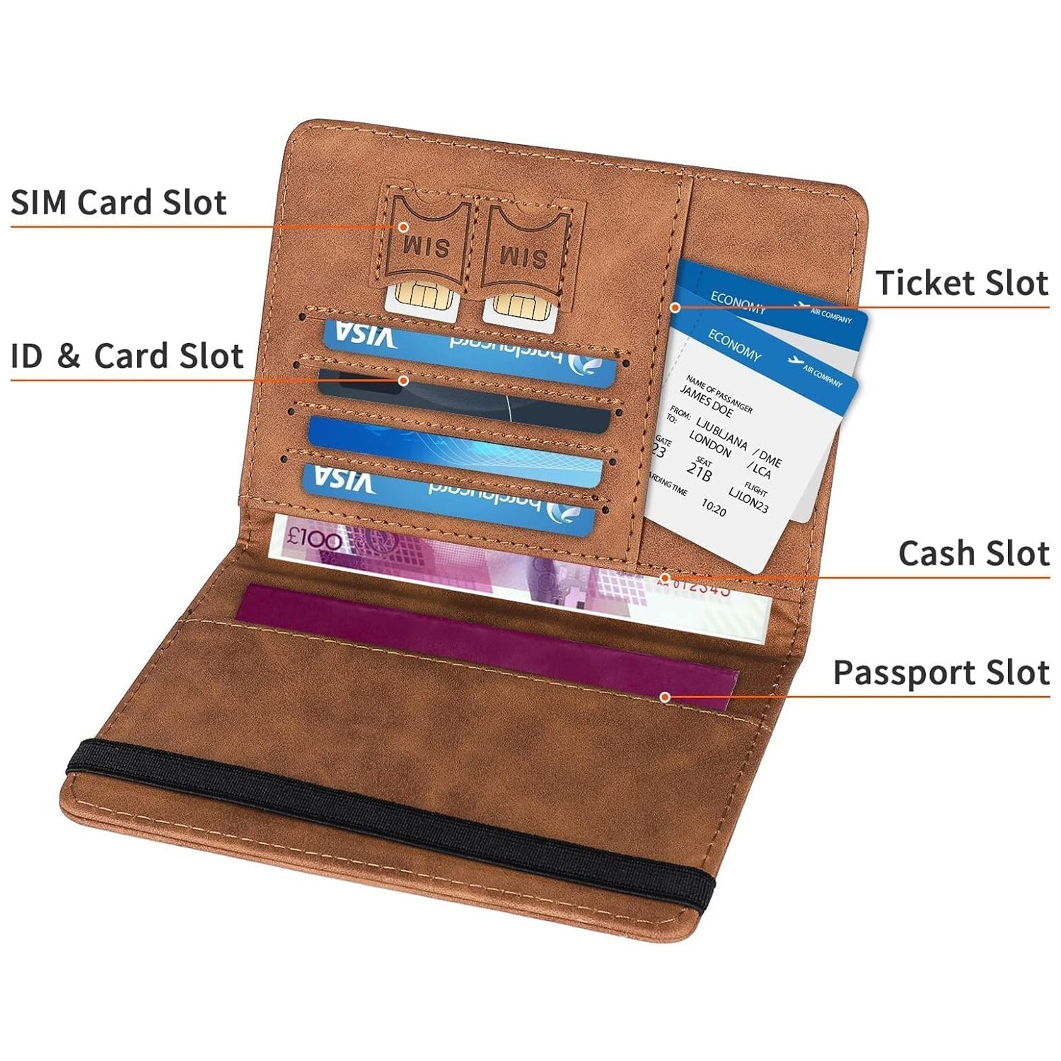 Passport Holder Cover PU Leather Travel Wallet case (1 Pc / 15Ã—11 Cm)
