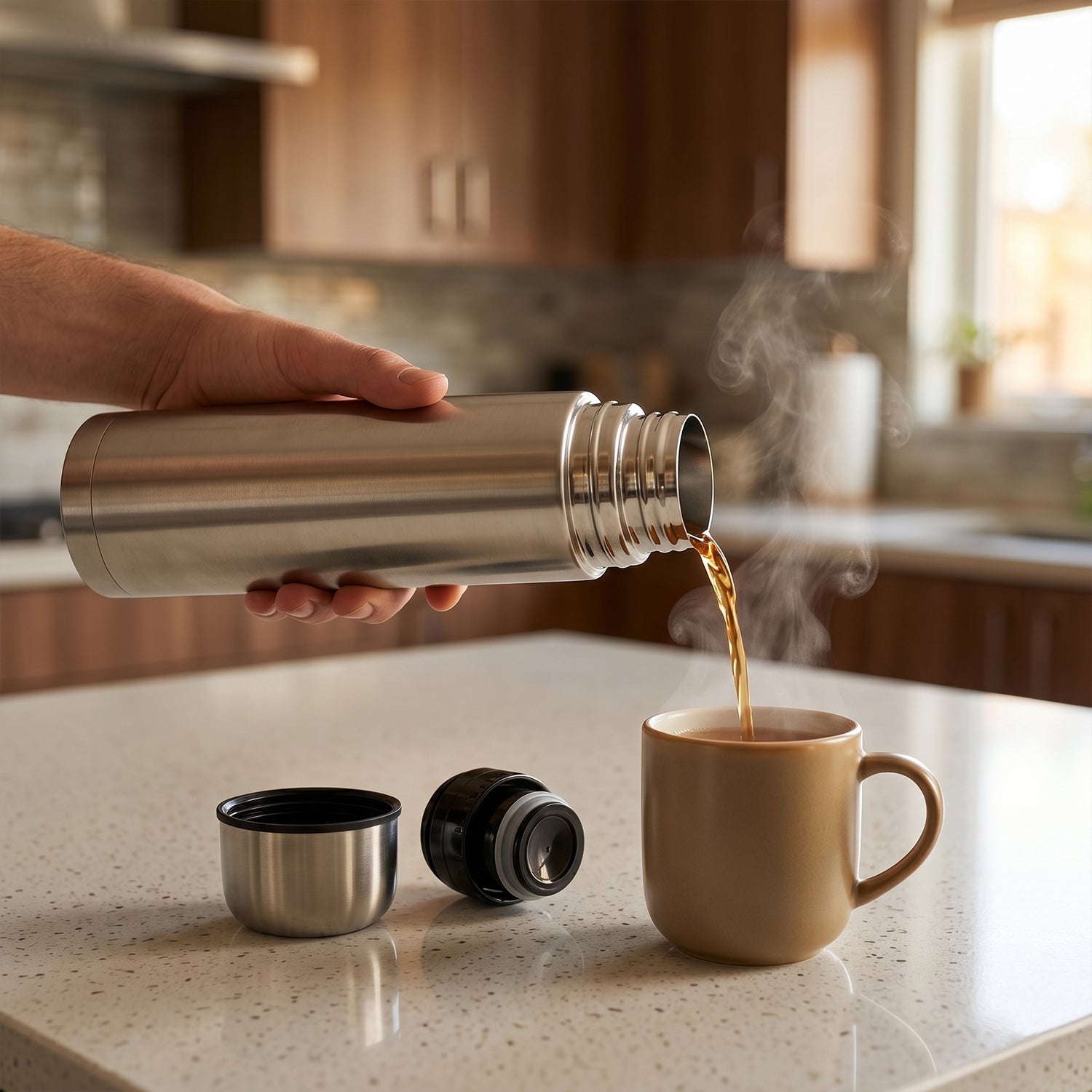Premium Stainless Steel Vacuum Flask With Spoon(1000 ML)