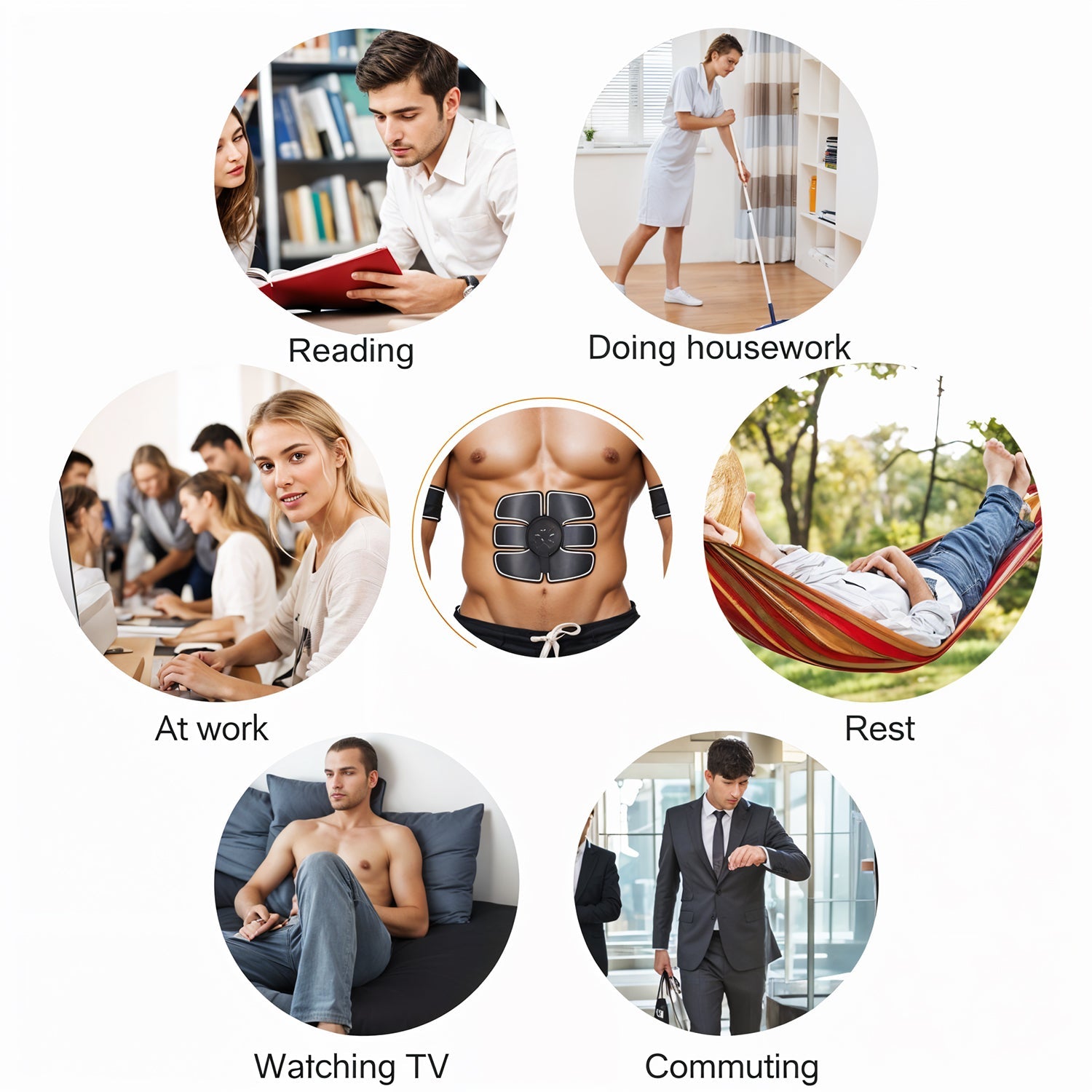 Wireless 6-Pack Abs Stimulator â€“ Rechargeable Vibrating Muscle Exerciser & Body Massager for Abdominal Training