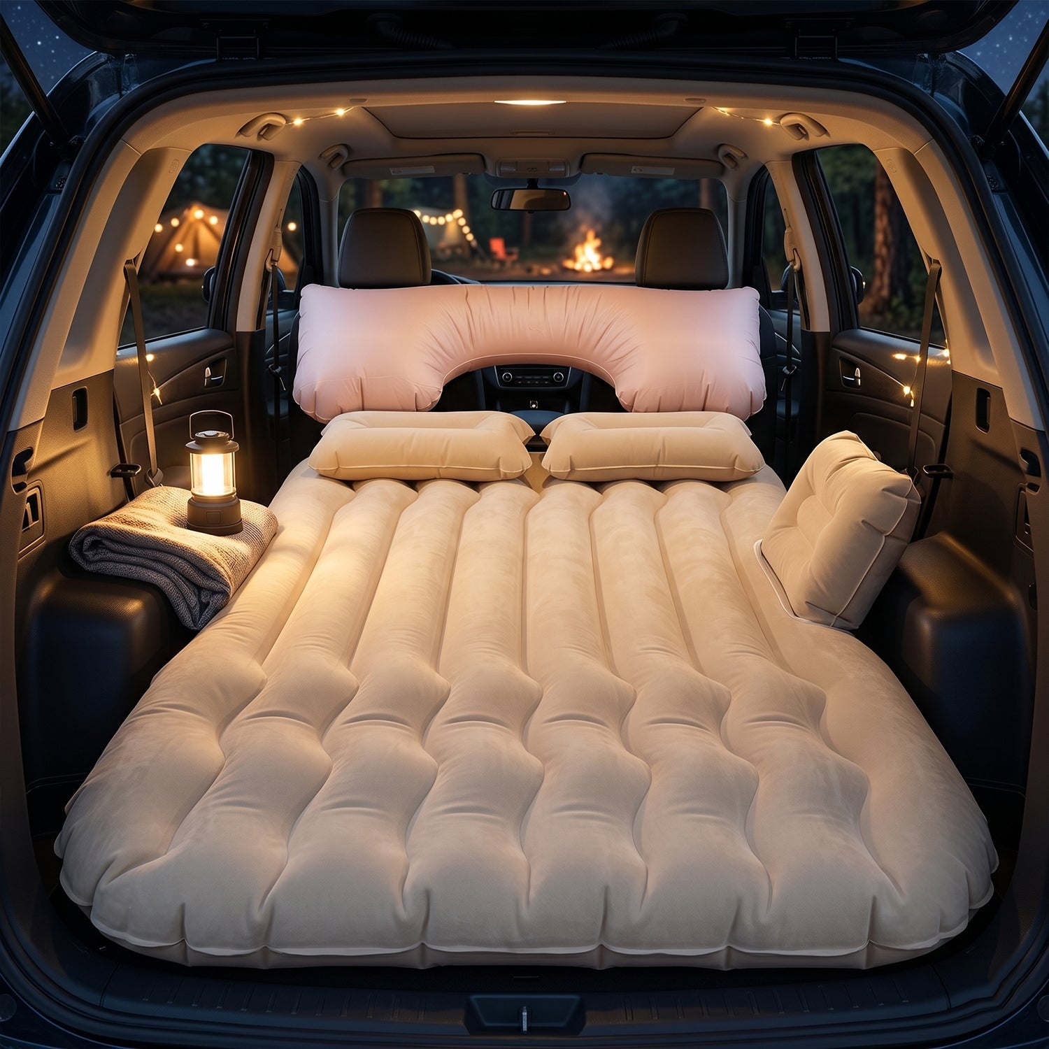 Car Air Mattress Bed Set with Inflatable Pillows and Cushions (1 Set / Mix Design)