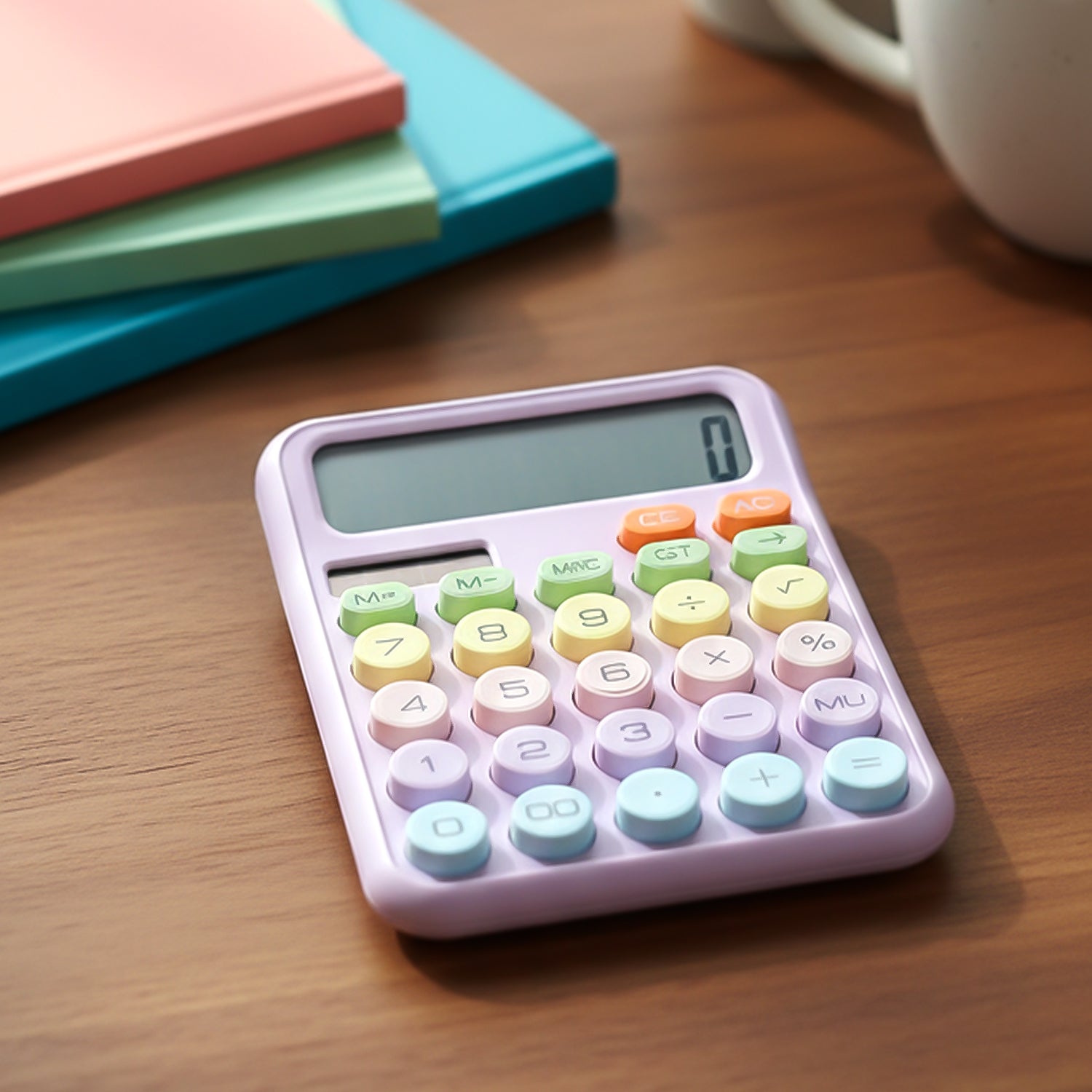 Side view of electronic desktop calculator