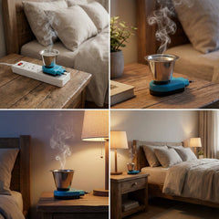Top view showing electric incense plate on Kapoor Dani Stand