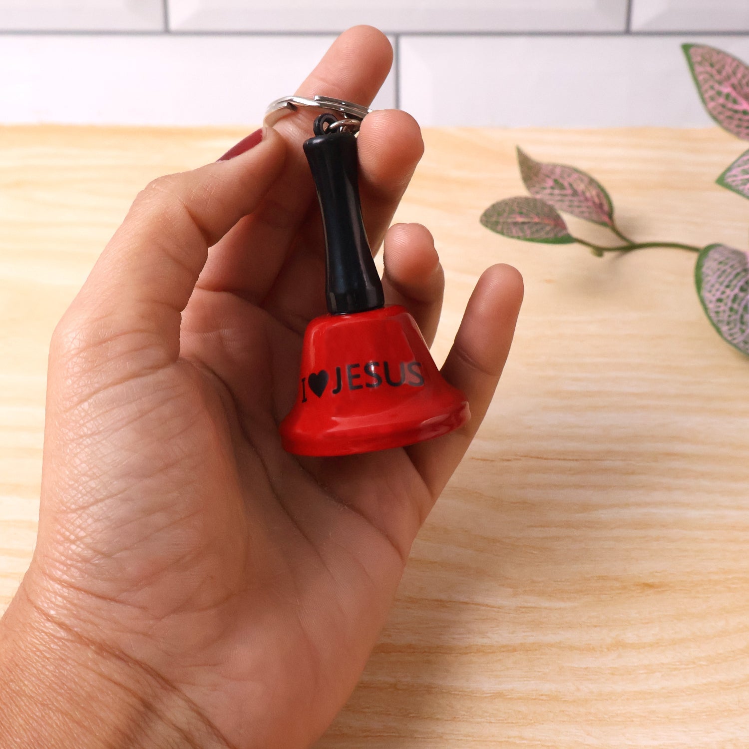 Mini 'Ring for Wine' hand bell keychain