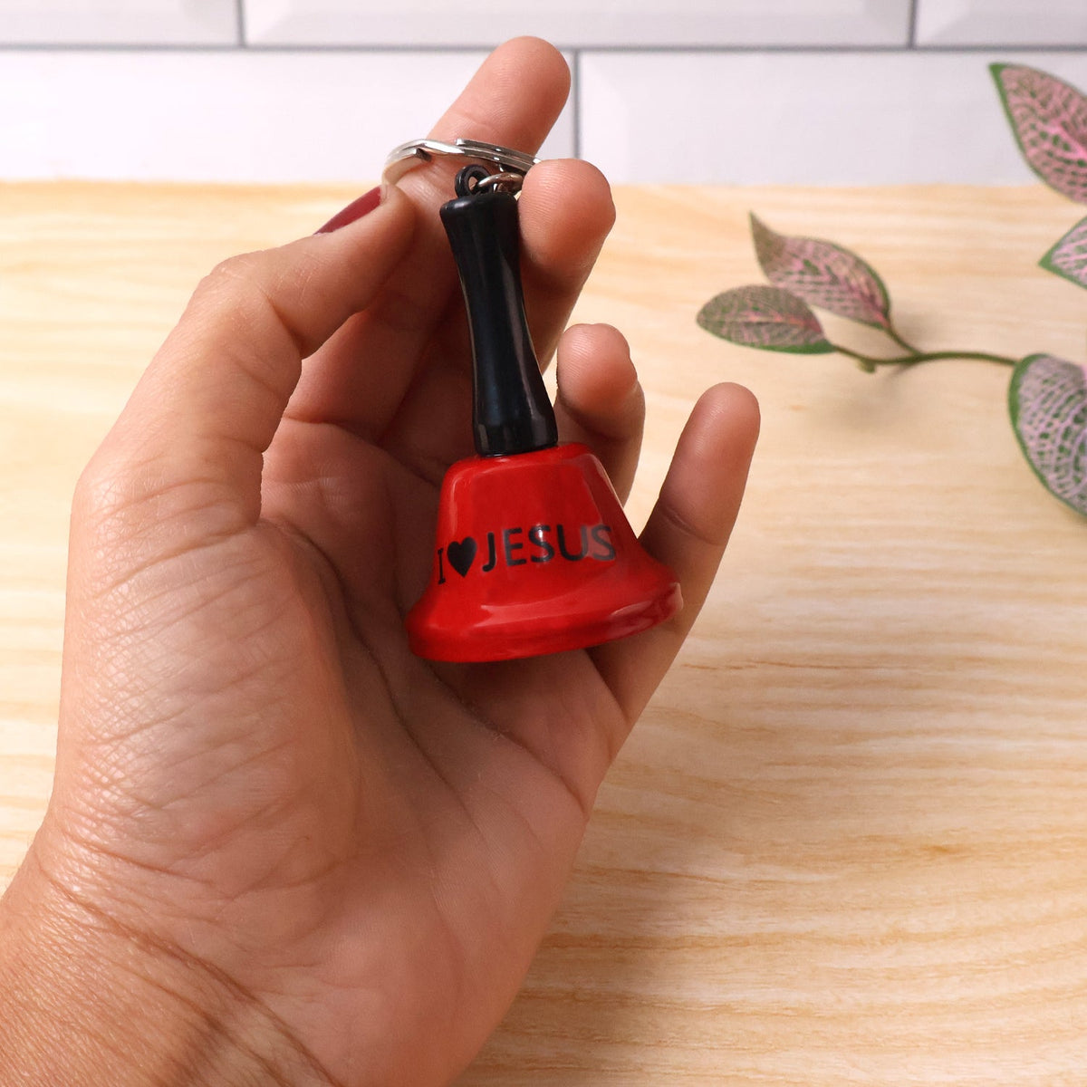Mini 'Ring for Wine' hand bell keychain