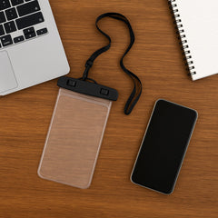 Transparent waterproof mobile cover pouch side view